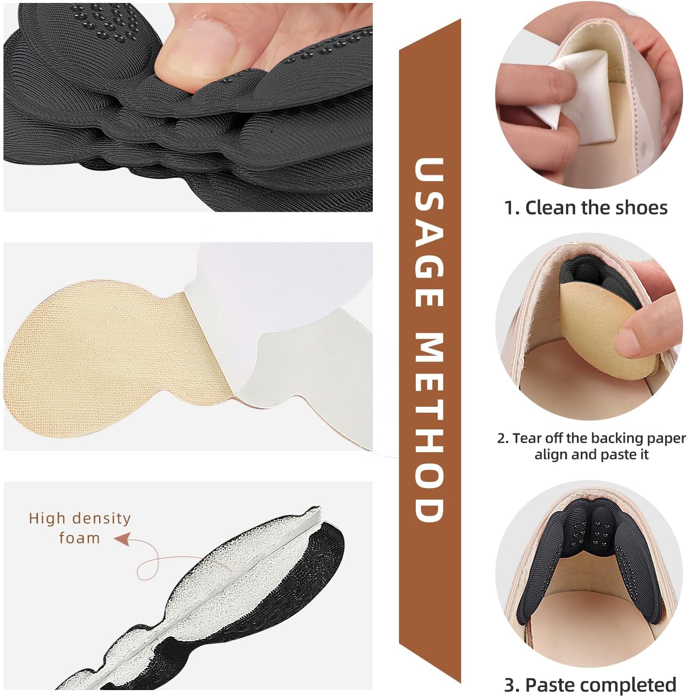 Heel Pads for Shoes for Loose Shoes, Heel Inserts for Women, Mens, Heel Grips Liner, Heel Protectors Improved Shoe Fit and Comfort, Stop Heel Slip and Blister (Black, One Size) - Apricot image number 5