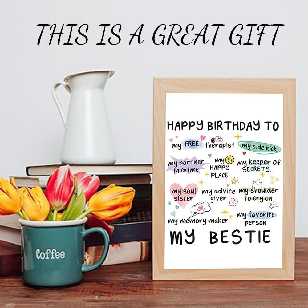 Sister Birthday Card Best Friend Birthday Card for Women Heartwarming Funny Greeting Card with Cute Pattern Blank inside for Sister Bestie Gifts image number 5