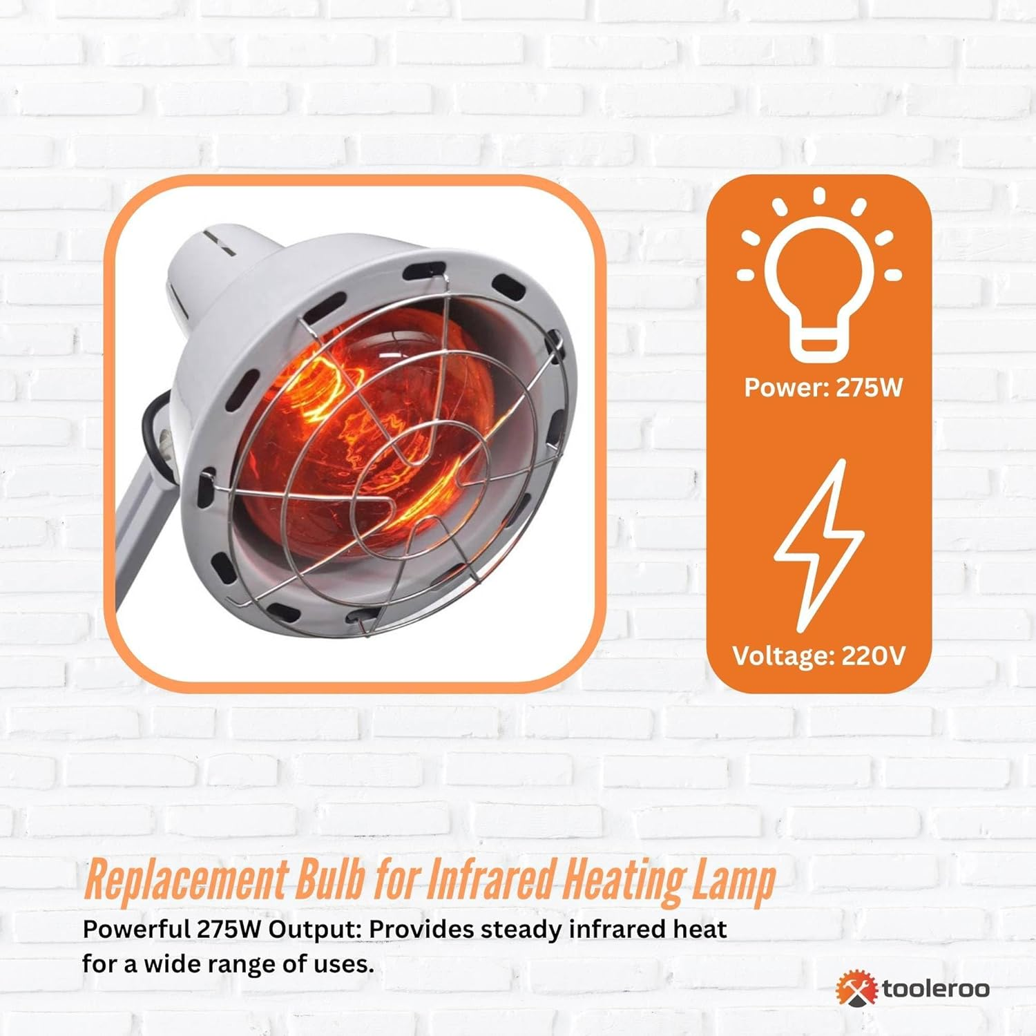 275W Infrared Heat Lamp Bulb - Red Edison Screw Therapy Light YC-868B image number 4