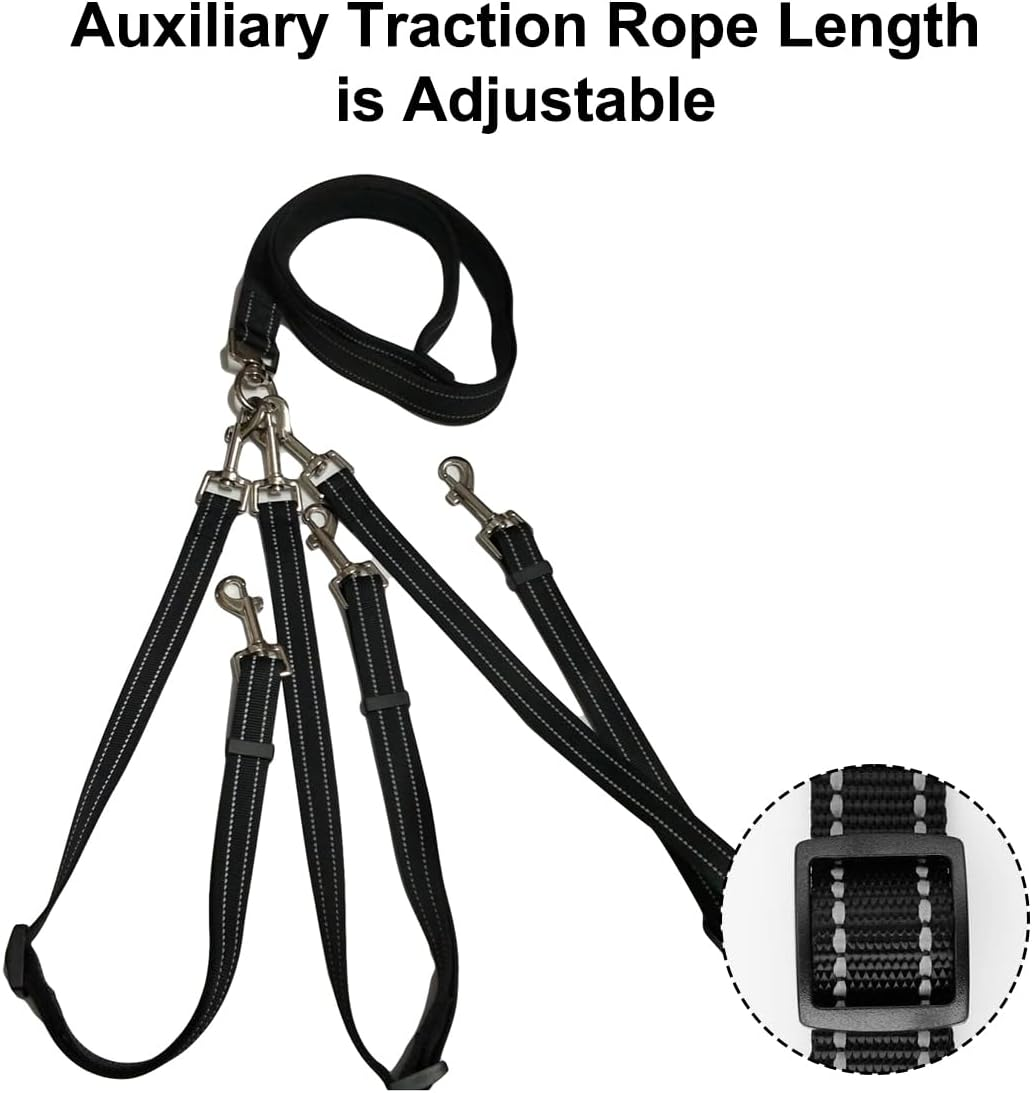 Esenlong 3 Way Dog Leash, Reflective Dog Lead with Padded Handle, Removable Dog Leash