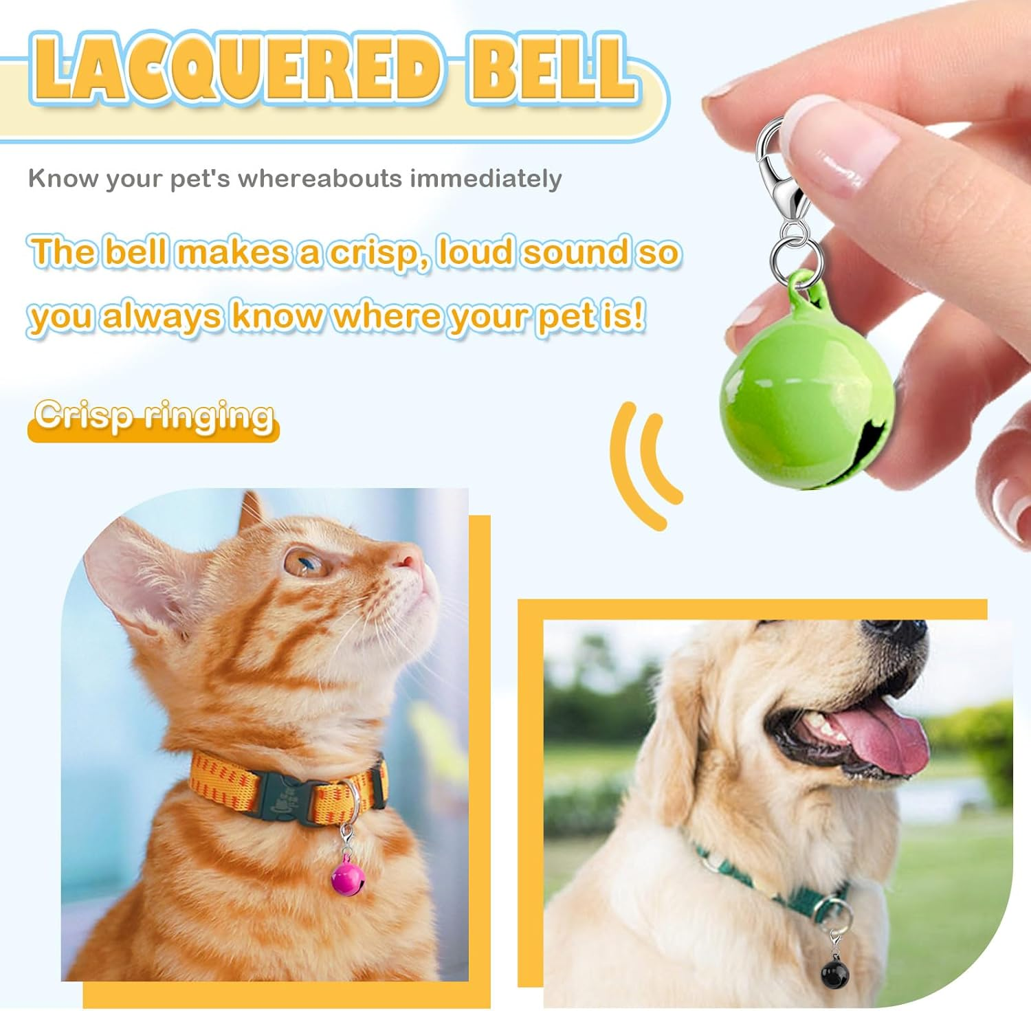 GTILE 60 Pcs of Cat Bell for Collars, Small Jingle Bells for Dog Collars, Cat Bells for Collar Loud, Candy Colors Pet Bell with Clasp for Dog Collar Charms and Holiday Party Decoration image number 4