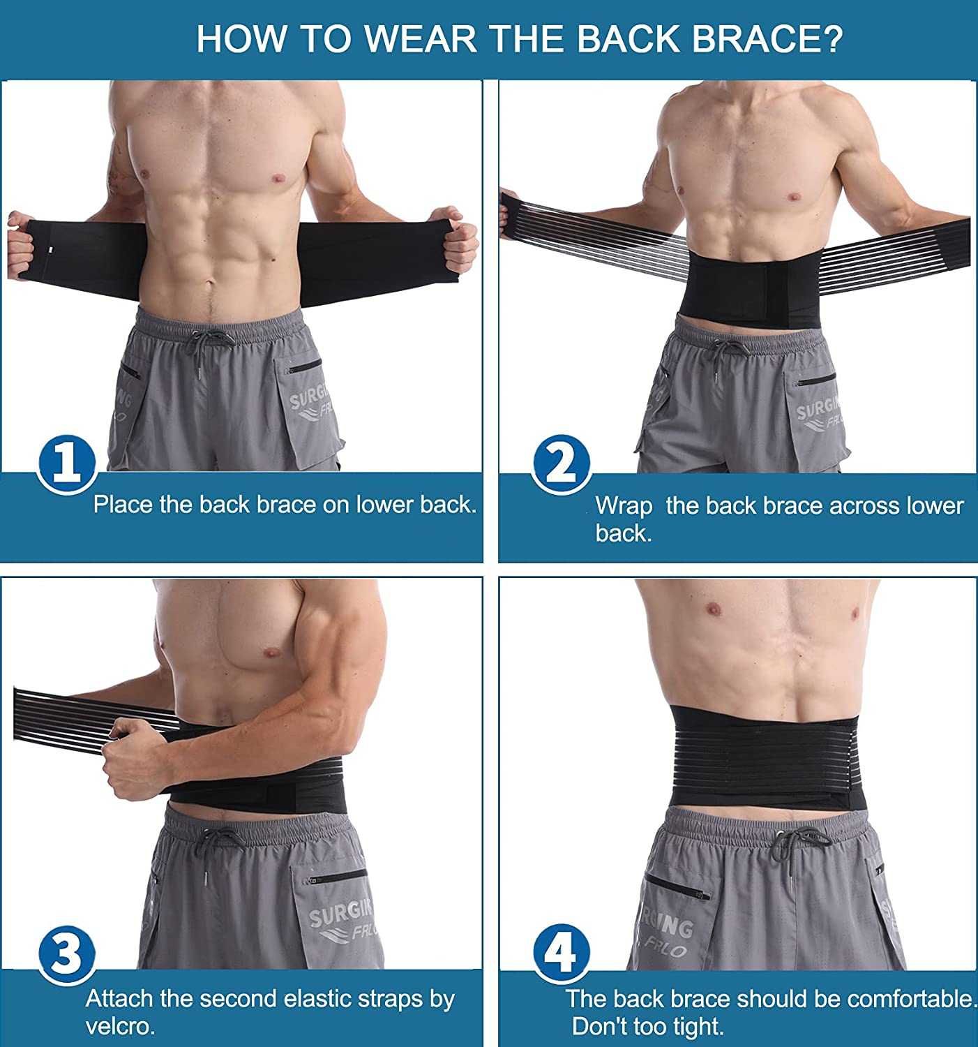 Paskyee Back Brace for Lower Back Pain Relief, Sciatica, Back Strap Support for Men Women Working Out, Lumbar Support Belt X-Large image number 6