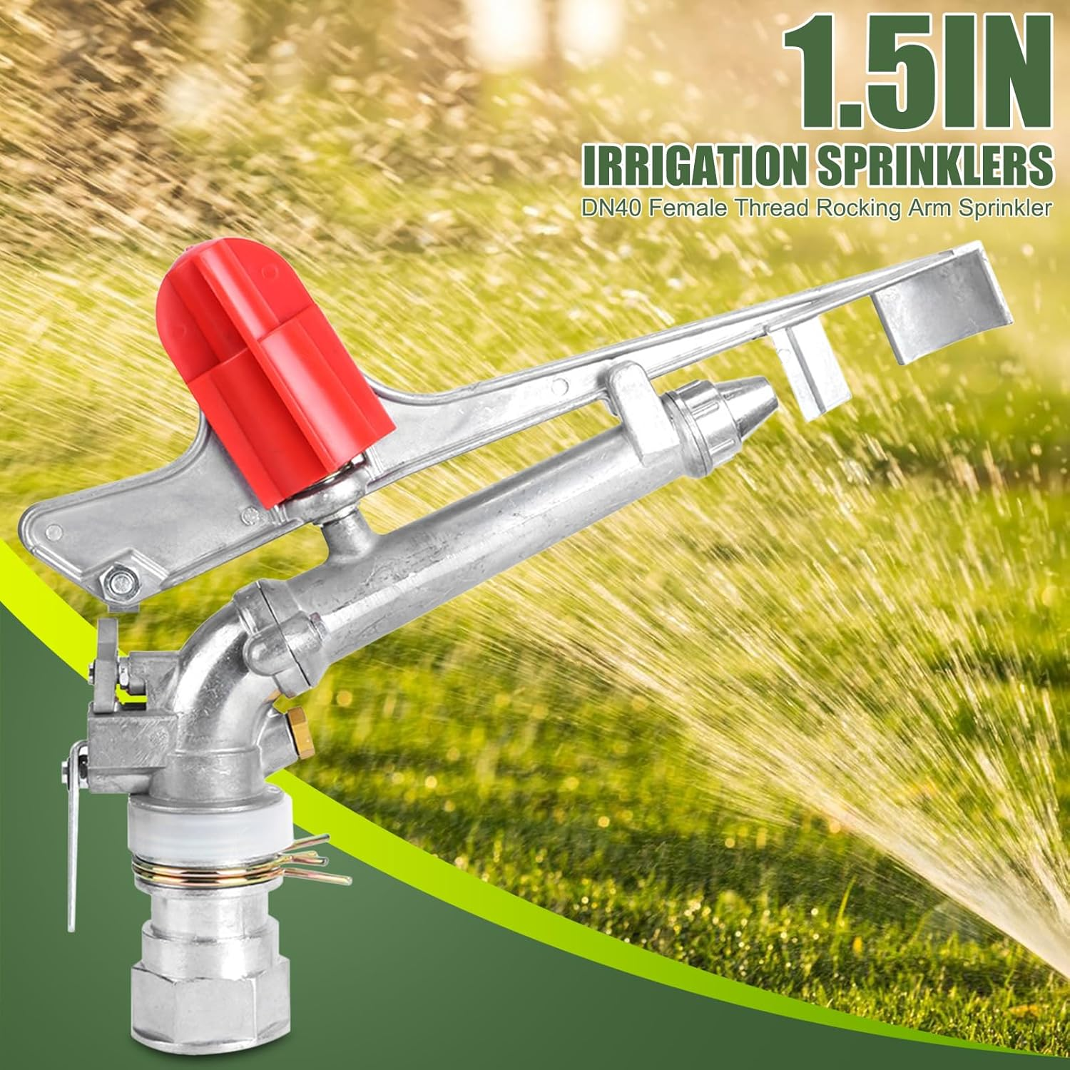 EVTSCAN 1.5In DN40 High Pressure Impact Rain Gun Sprinkler, with Dual Nozzle, Adjustable 360 Degree Automatic Rotating, for Covering Large Areas, Agriculture Field Crop Irrigation image number 4