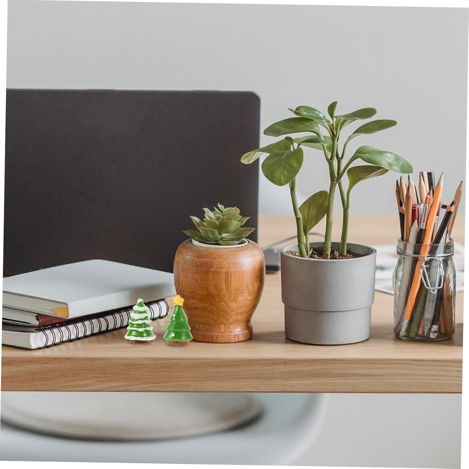 Mini Xmas Tree Decor Santa Claus Snowman Ornament Set Christmas Tree Decor Micro-Landscape Prop image number 1