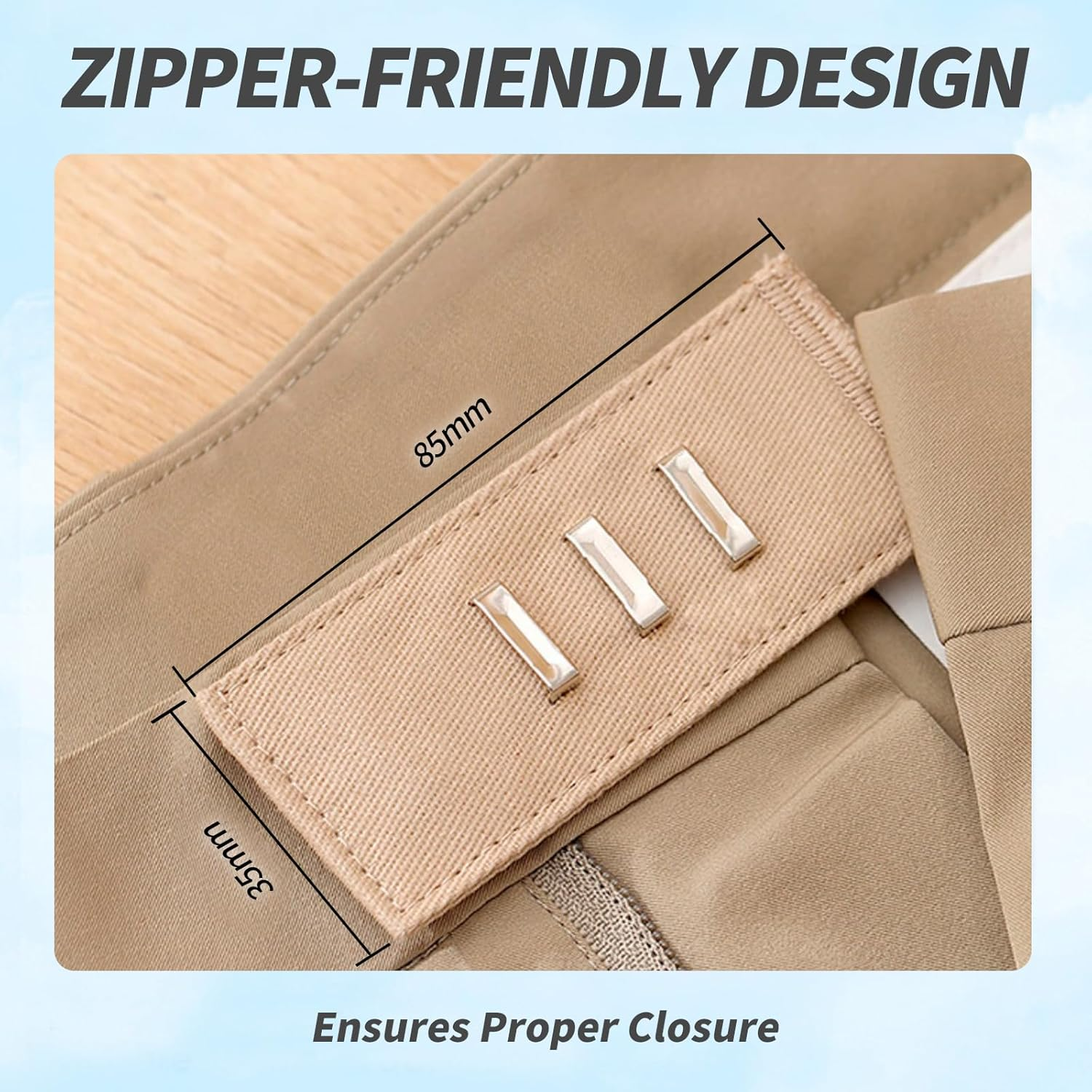 5 Pieces Pants Waist Extenders with Metal Hook, Maternity Women and Men Jeans Extender, Waistband Extension for Pants and Skirts image number 5