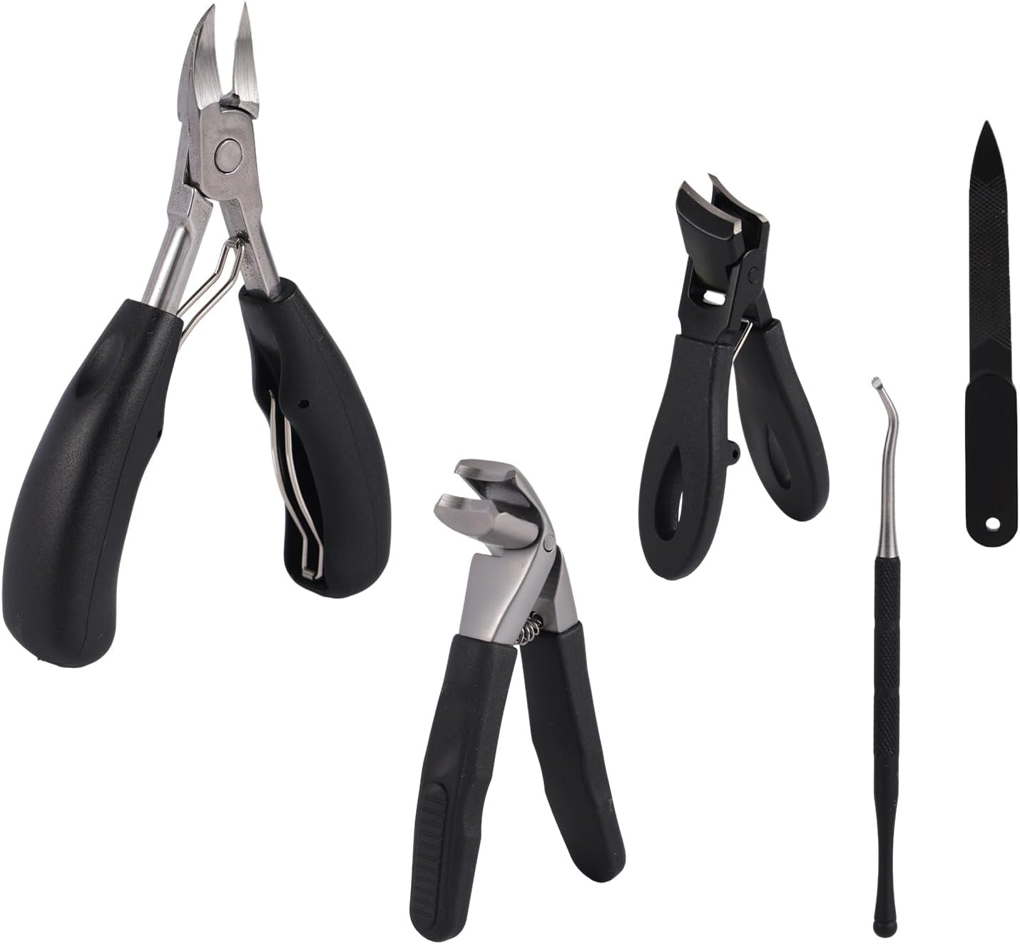 5Pcs Professional Toenail Clippers Kit, Heavy Duty Stainless Steel Ingrown Toenail Clippers with Non-Slip Handles Practical Nail Care Tools for Seniors & Adults image number 2