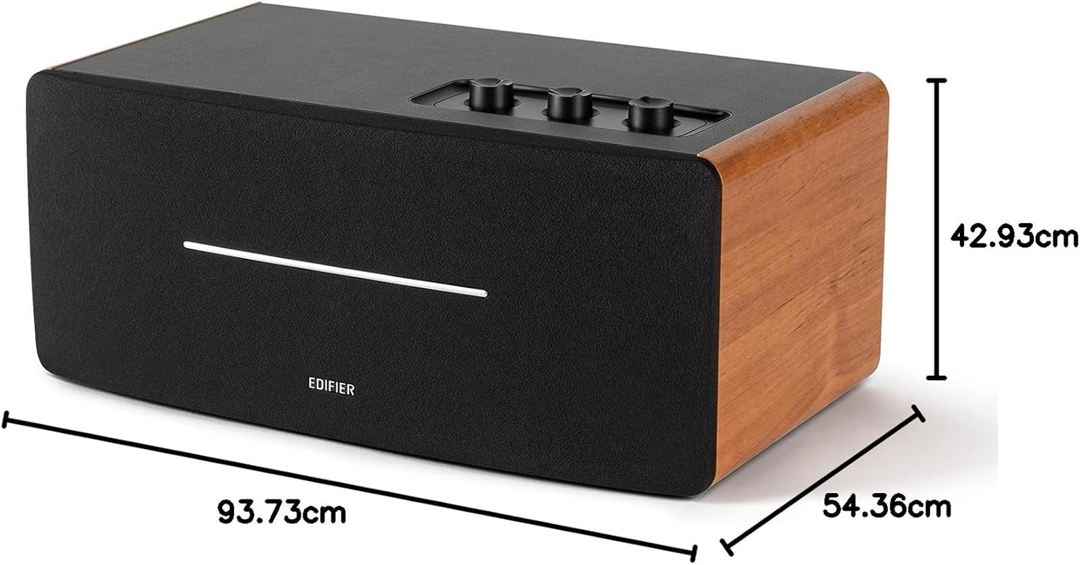 Edifier D12 Active Bookshelf Speaker Bluetooth 5.0 Compact Wooden Integrated Desktop Stereo, 70W RMS, 2&times;4" Woofers & 2&times;0.75" Tweeters, Bt/Rca/3.5Mm AUX Input, Subwoofer Output, Remote Control, Brown image number 5