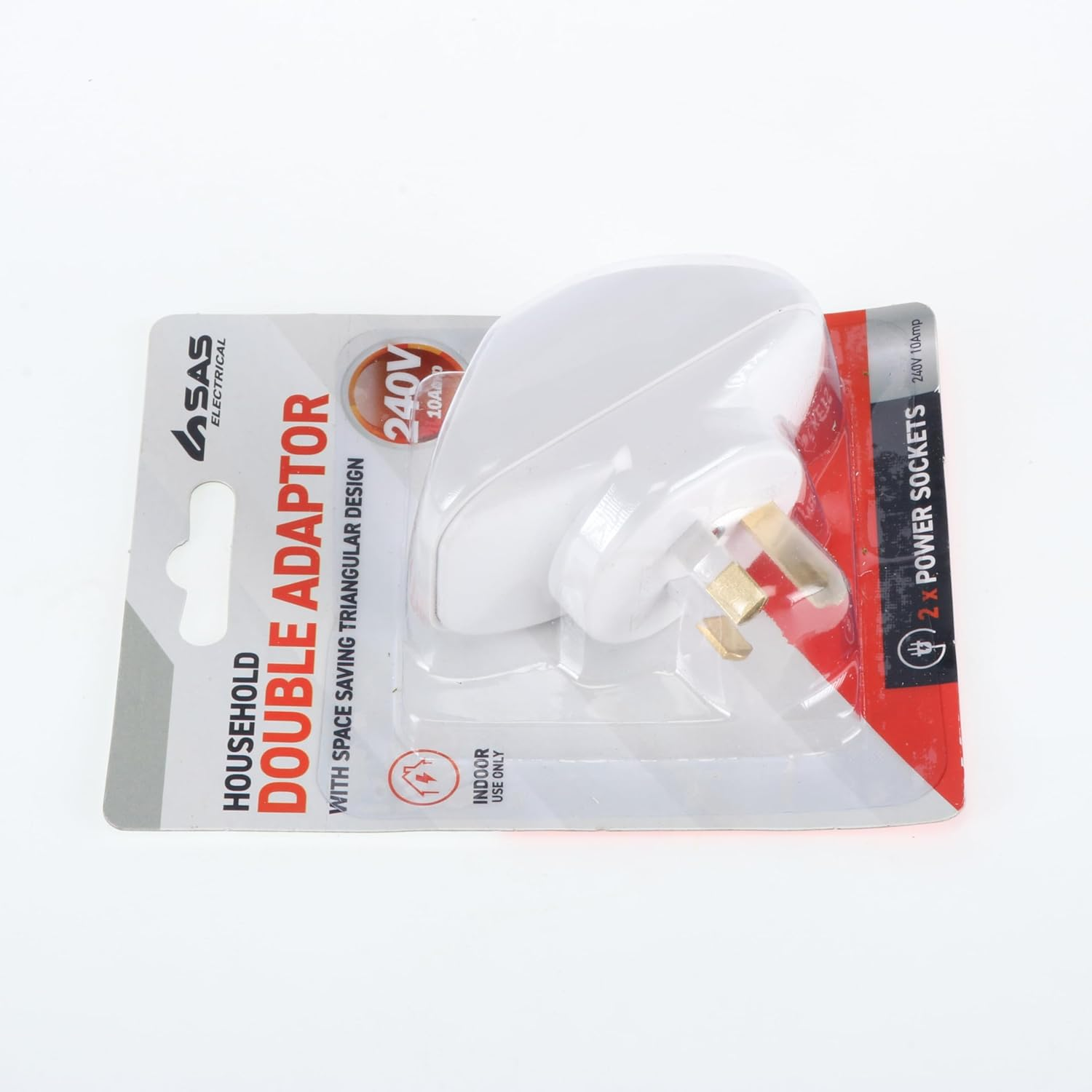 SAS Electrical 240V 10A 2400W Triangular Double Adaptor, White image number 3
