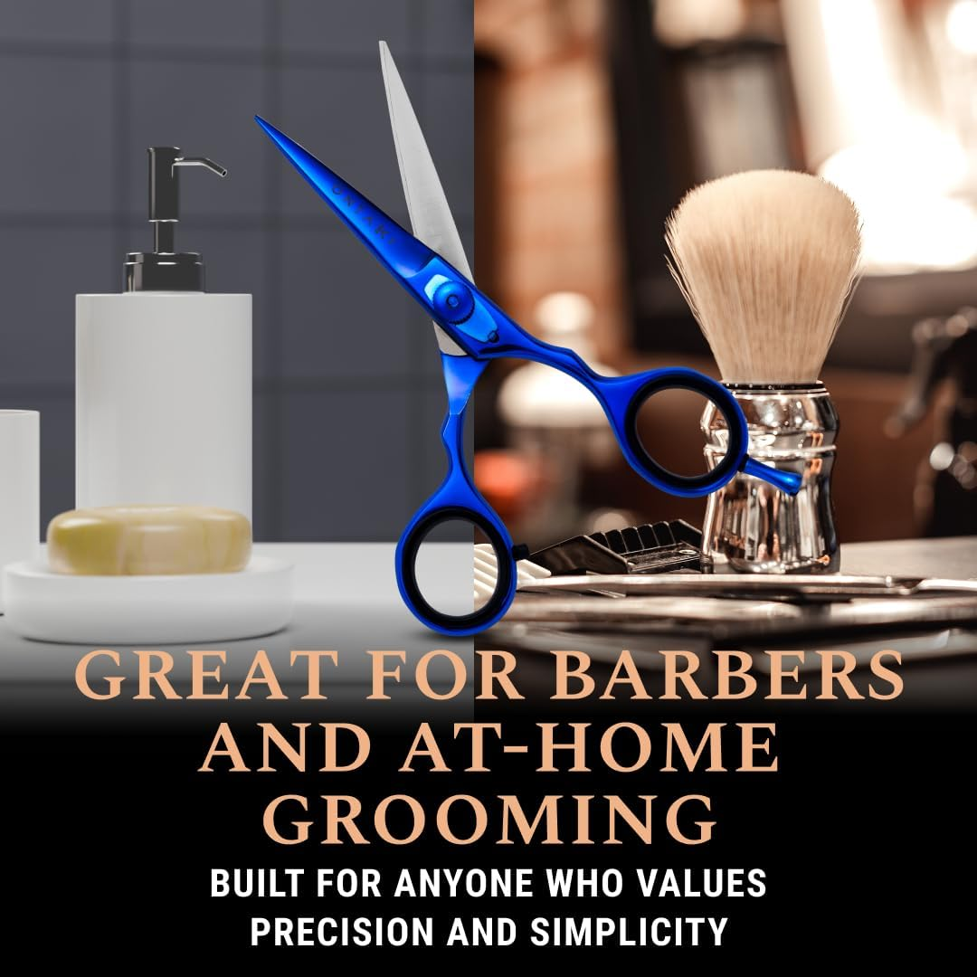 Ontaki 5.5 Inch Beard and Hair Cutting Scissors - Professional Hand Forged Japanese Steel Hairdressing Scissors for Mustache, Bangs, Men (Midnight Blue) - Hair Scissors image number 1