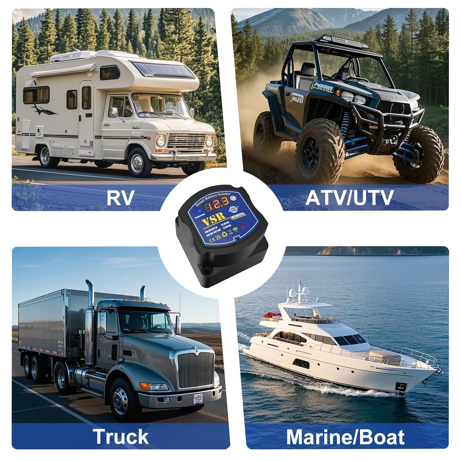 Split Charge Relay Dual Battery Isolator Voltage Sensitive Relay VSR Smart Battery Isolator 12V 140Amp with Led Voltmeter for Marine Truck ATV UTV RV Boat Not Fit for Lithium Batteries image number 1