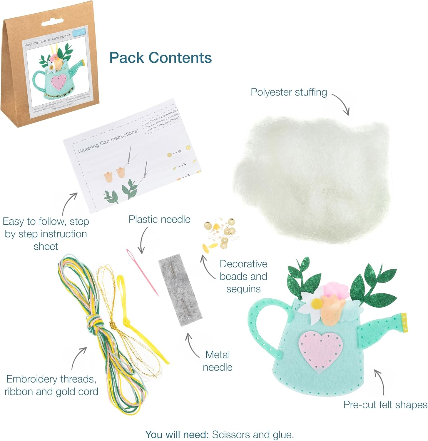 Trimits Felt Decoration Kit, Watering Can image number 1