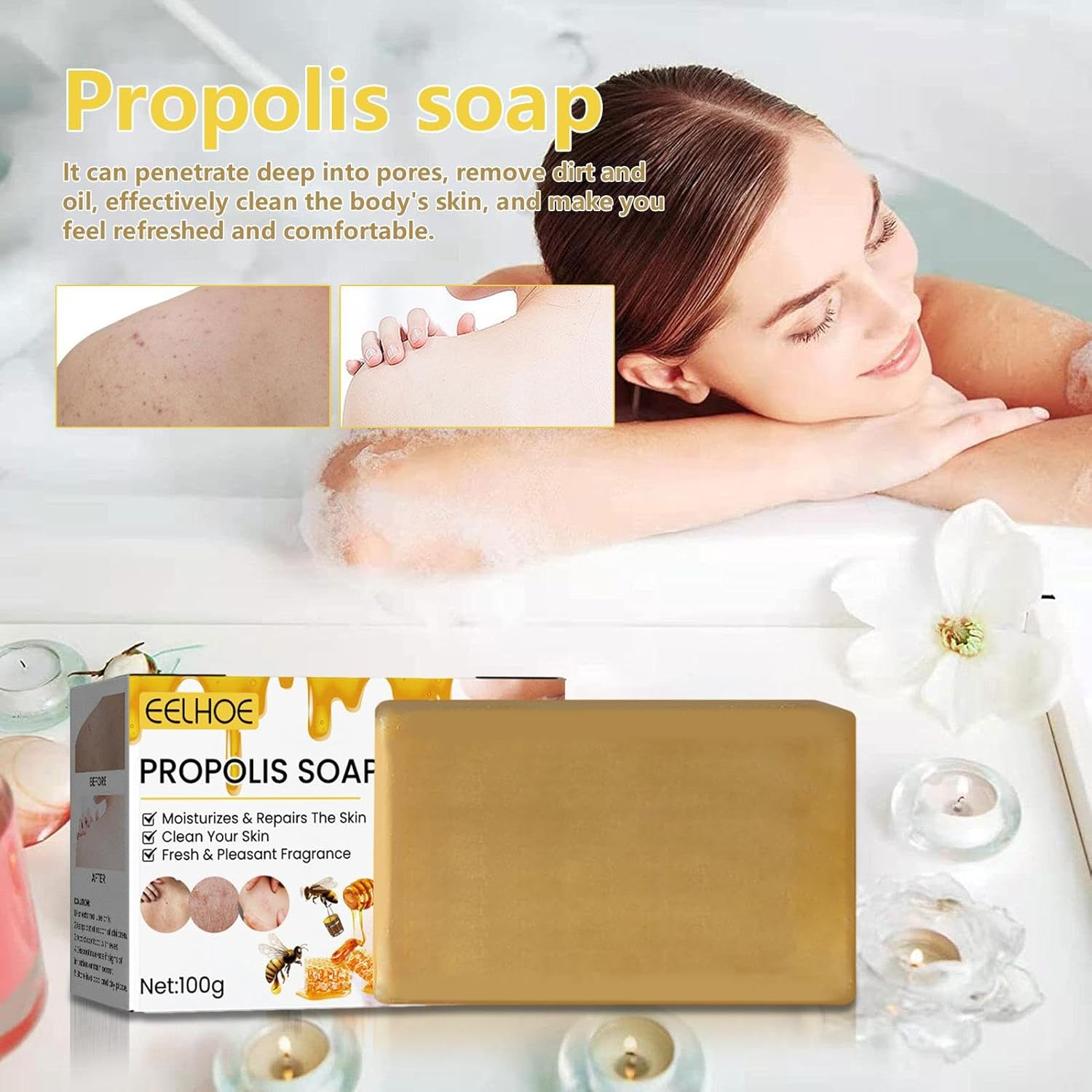 Soap Bar,100G Skin Brightening and Moisturizing Body Soap - Sensitive Skin Face Wash Extract Soap Face Cleaner Bar Soap Body Scrub image number 5