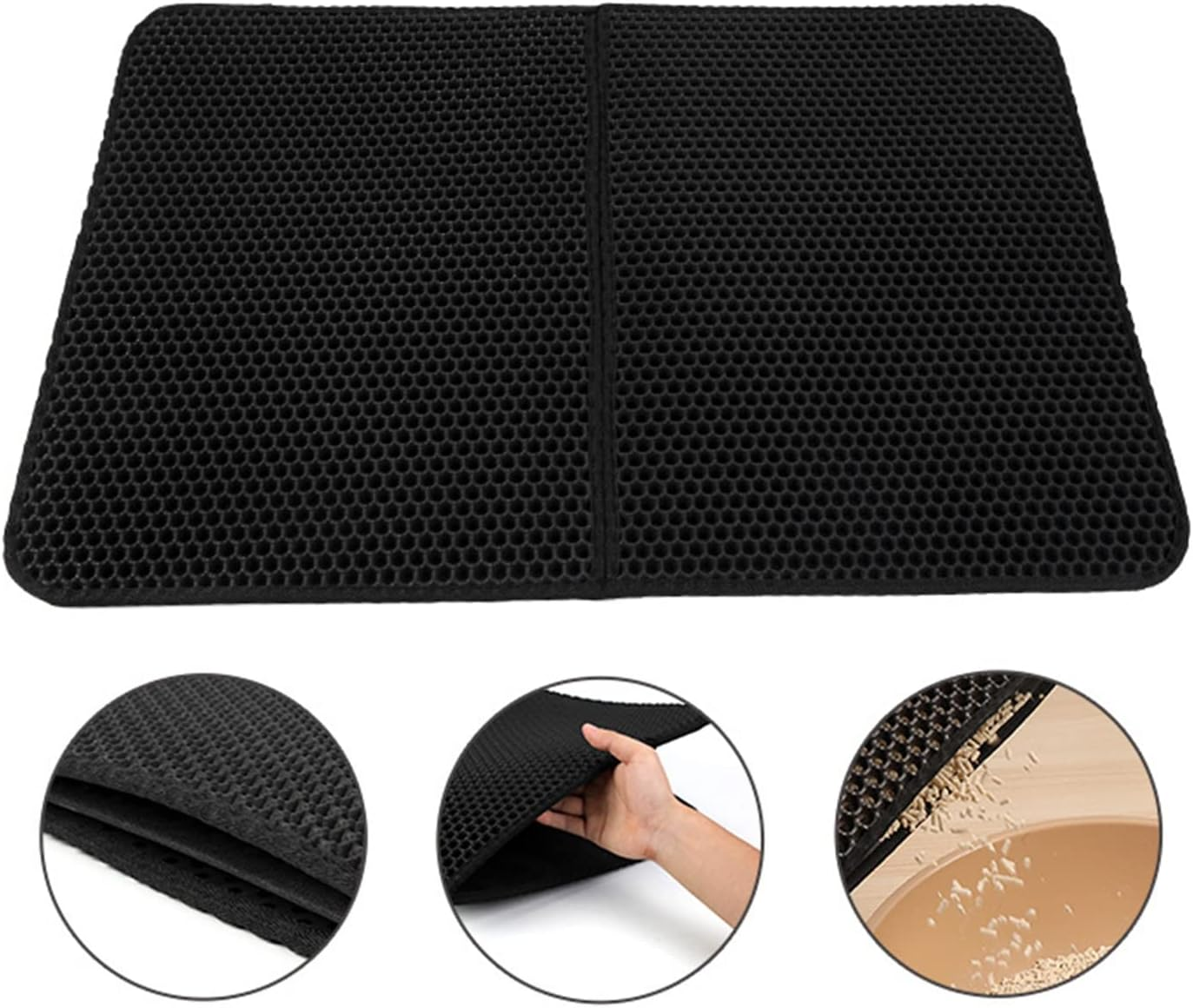 Cat Litter Mat, Litter Collection Mat, Soft, Double Layer, Waterproof Backing, Cat Litter Mat, EVA Material, Prevents Slipping, Pet Mats for Kittens, (Baby Blue, 40 X 50 Cm)