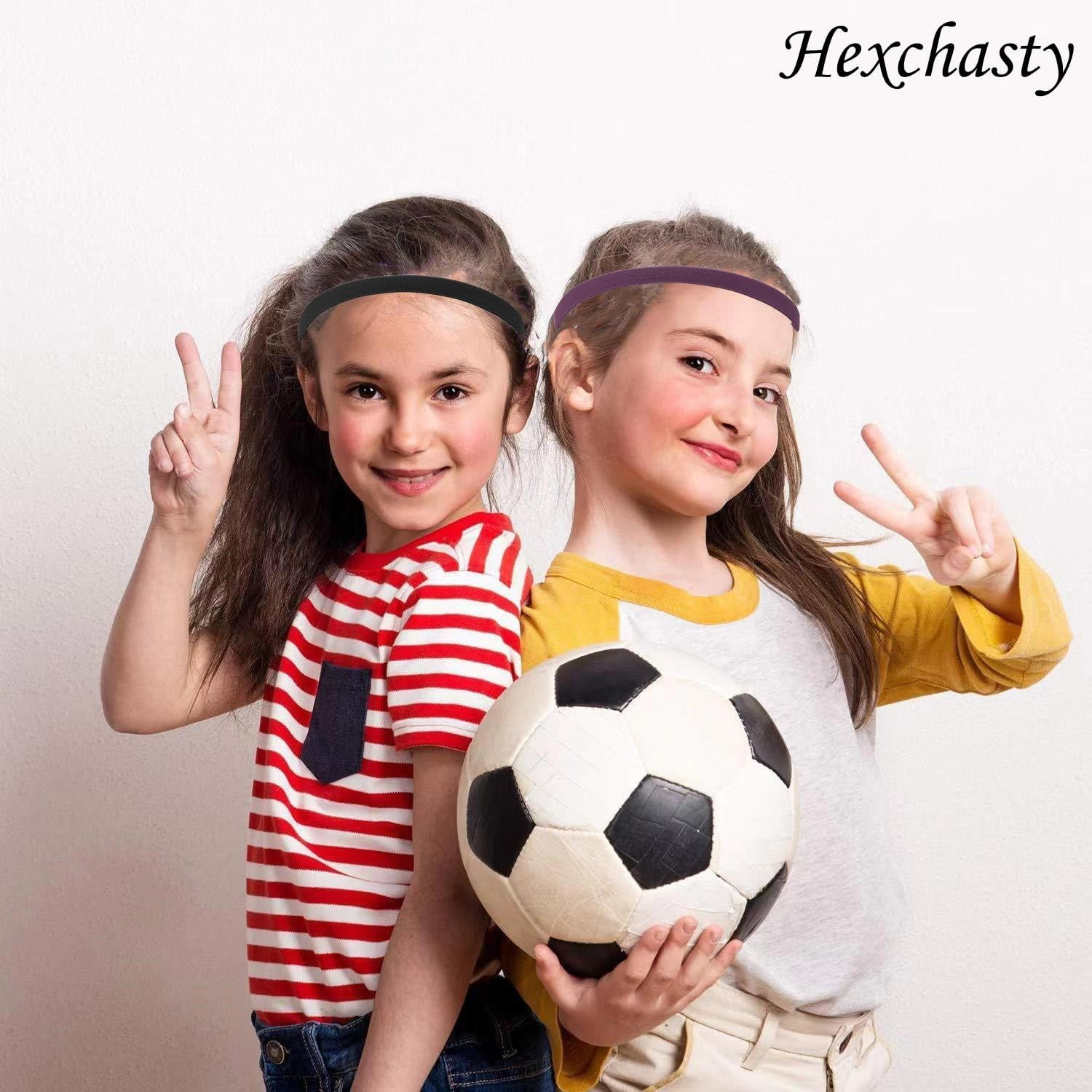 Hexchasty 9Pcs Elastic Thin Headbands for Women Stretchy Skinny Headbands Sports Athletic Hair Bands for Women Men Girls Boys Teen Black Multi-Colored image number 1