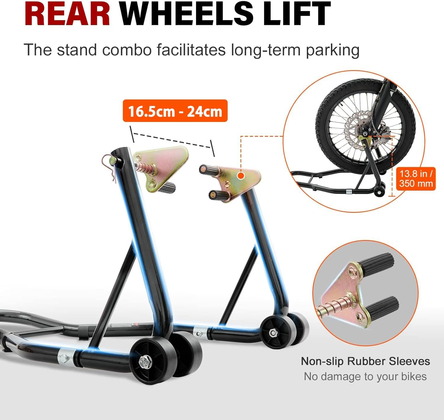 LIODUX 850LBS Motorcycles Stand Lift Stand, Front Rear Combo Lift Stand, Front Wheel Fork Stand, Rear U+L Fork Swingarm Spool Stand, Compatible with Most Motorcycles image number 5