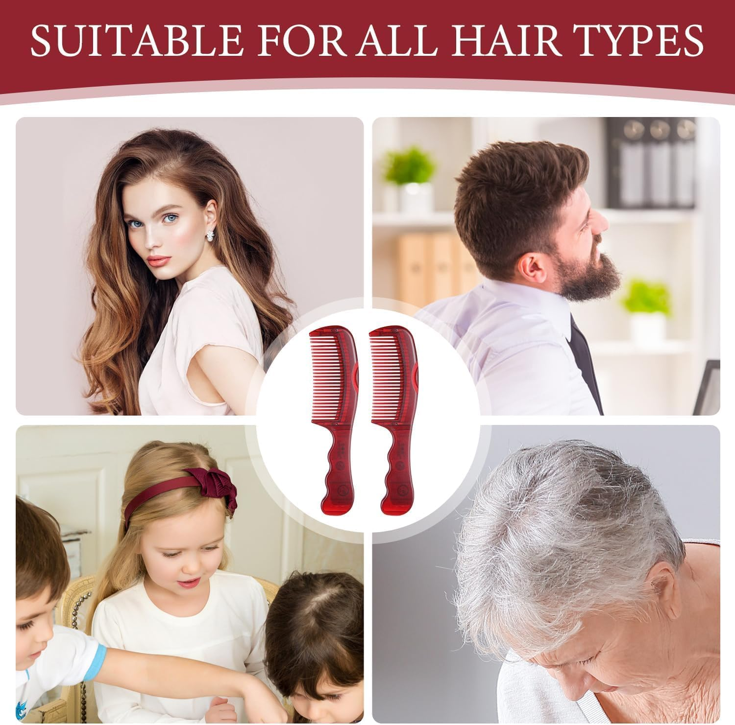 Hollow Tooth Scalp Massage Comb Set, 2 Pieces Hollow Tooth Scalp Sweep Combs Dandruff Remover, Dandruff Comb Energy Massage Comb for Women or Girls image number 4