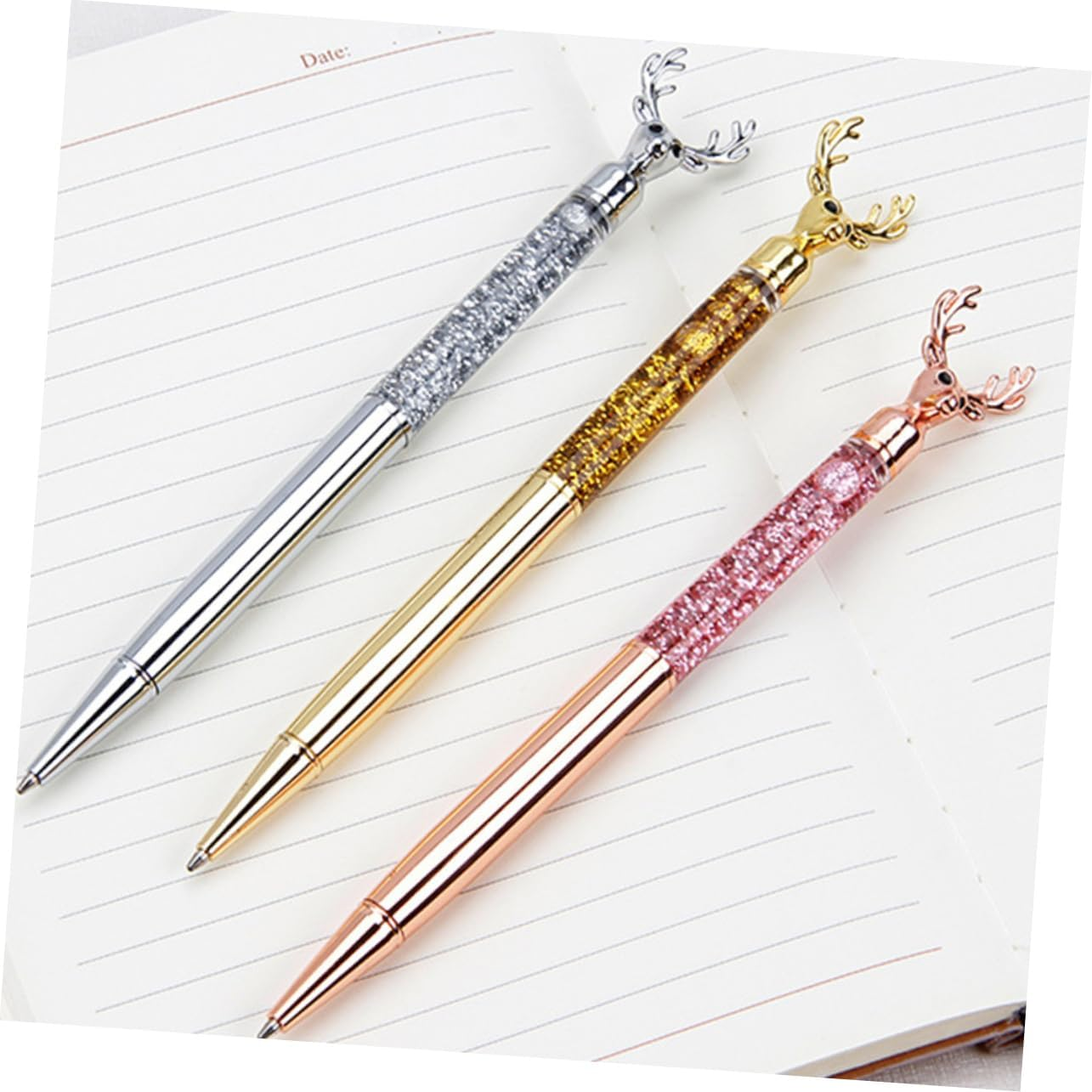 Operitacx Reindeer Shaped Metal Ballpoint Pen Novelty Stationery for Students for Boys and Girls Cute Stationary Creative Ballpoint Pens image number 2