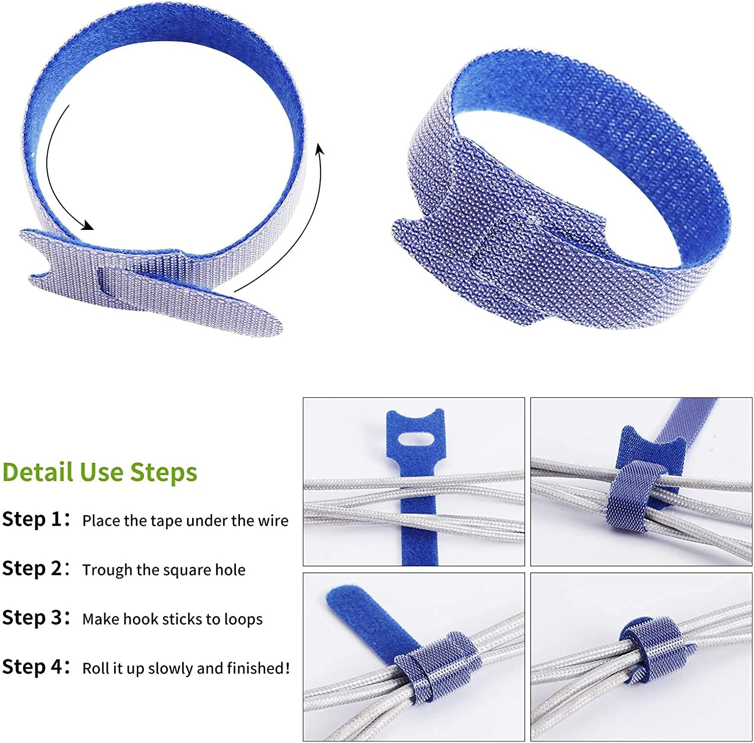 Reusable Cable Ties, Aufondof 60 Pack 6 Color 7.9 Inch Fastening Cable Straps Adjustable Multi-Purpose Hook and Loop Cord Ties, Cable Management Wire Organizer for PC Computer Electronics