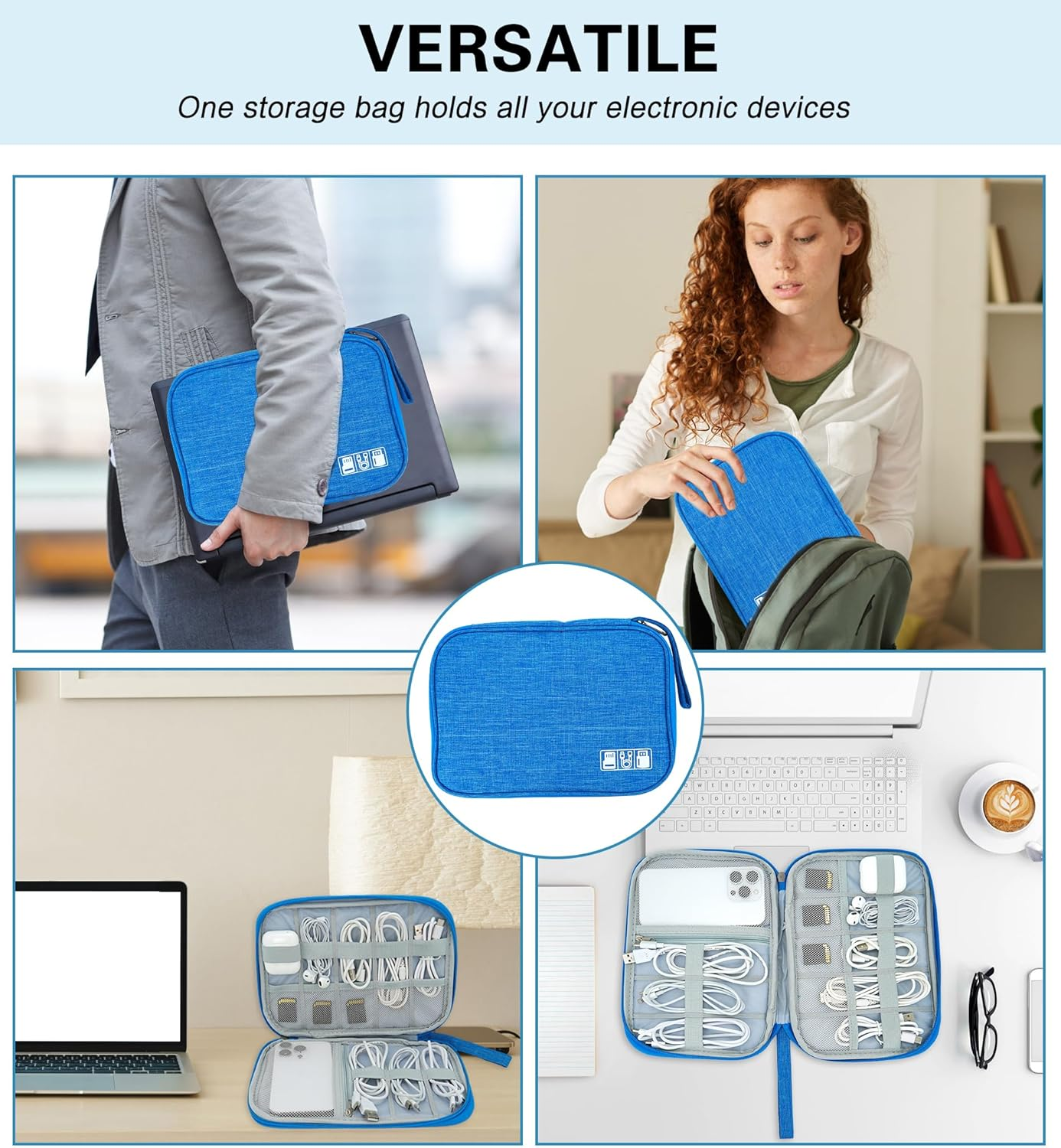 Electronics Organizer Bag, Cord Organizer Travel, Portable Tech Bag, Travel Cable Case, Essentials for Cord/Charger/Tech Storage/Power Bank/Earphone/Usb/Sd/Electronic Accessories image number 1