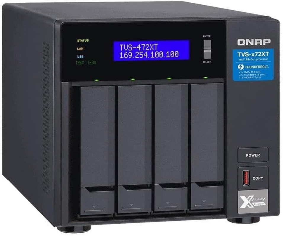 QNAP TVS-472XT-PT-4G 4 Bay NAS Intel&reg; Pentium G5400T 2-Core 3.1 Ghz 4GB DDR4 Hot-Swappable 2 Xpcie 2Xgbe 1X10Gbase-T 2Xthunderbolt 1Xusb3.2 2 Yrs image number 2