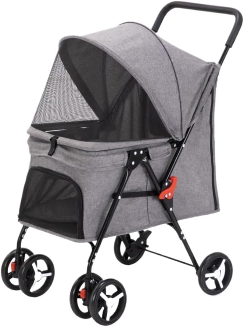 Pet Stroller Dog Stroller Cat Stroller Folding Pet Stroller with 4 Wheel Cat Stroller for Travel Walk Dog Stroller for Small Medium Dogs & Cats Dog Pram Dog Cat(Color:Gray)