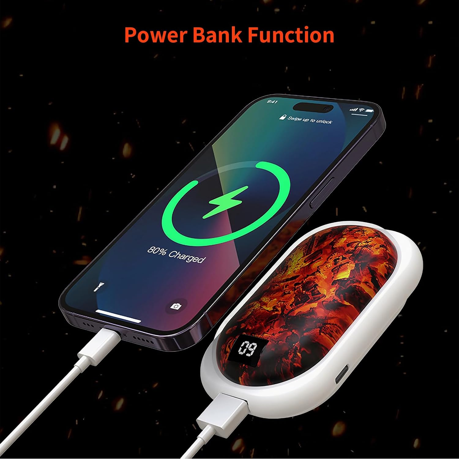 Hand Warmer Rechargeable, Electric Portable Pocket Heater with Power Bank Function, Gifts for Friends and Families, 12Hrs Long Lasting, 3 Heat Levels, for Arthritis, Camping, Hunting