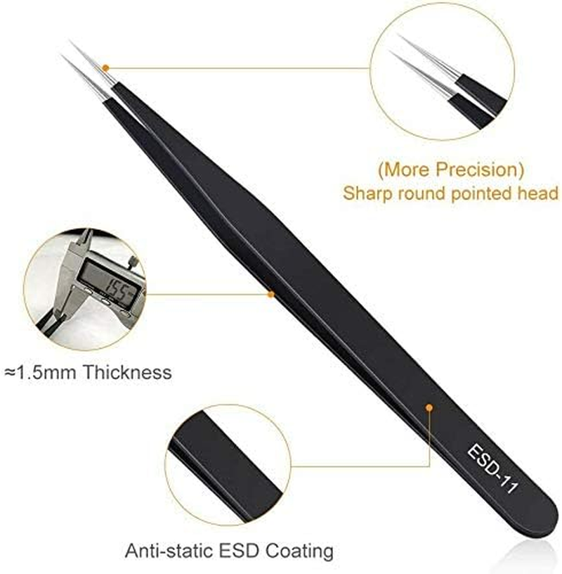 6 Pcs ESD Anti-Static Tweezer Set Tweezers Maintenance Tool Stainless Steel AU
