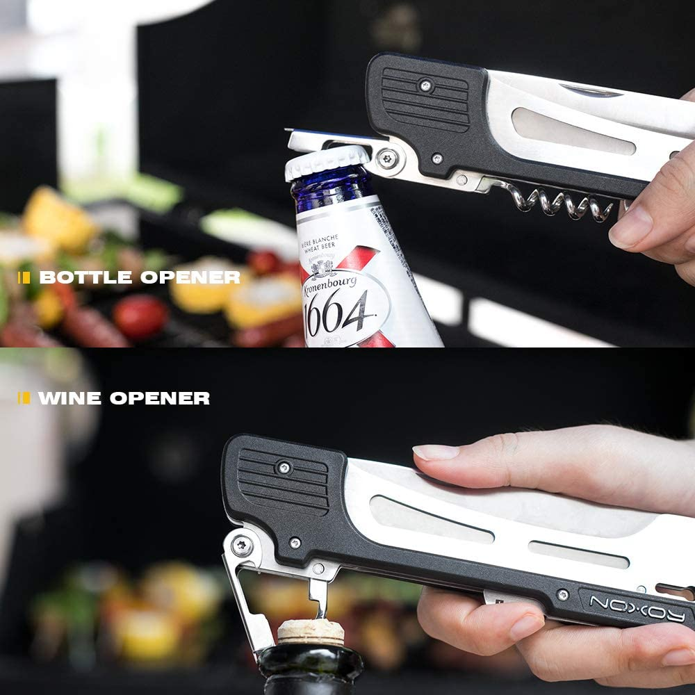 ROXON 6-In-1 BBQ Multi Tool Detachable and Foldable Grill Tool Set with Spatula, Fork, Barbecue Tongs, Bottle Opener Portable Grilling Multitool for Backyard Grilling, BBQ and Camping image number 3