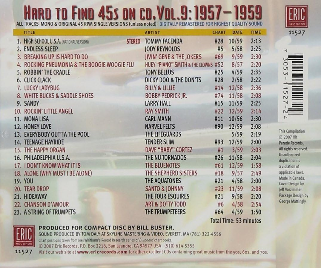 Hard to Find 45S on Cd Vol.9 19571960