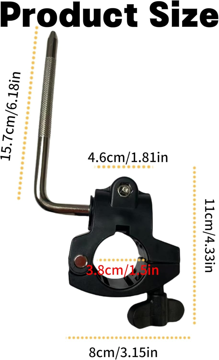 Electronic Drum Stand Clamp with L-Bar,Drum Rack Mounting Clamp,Drum Rack Tube Clip Holder Bracket for Electronic Drum Kit,Drum Frame Assembly,Retaining Clip,Electric Drum Accessory Frames