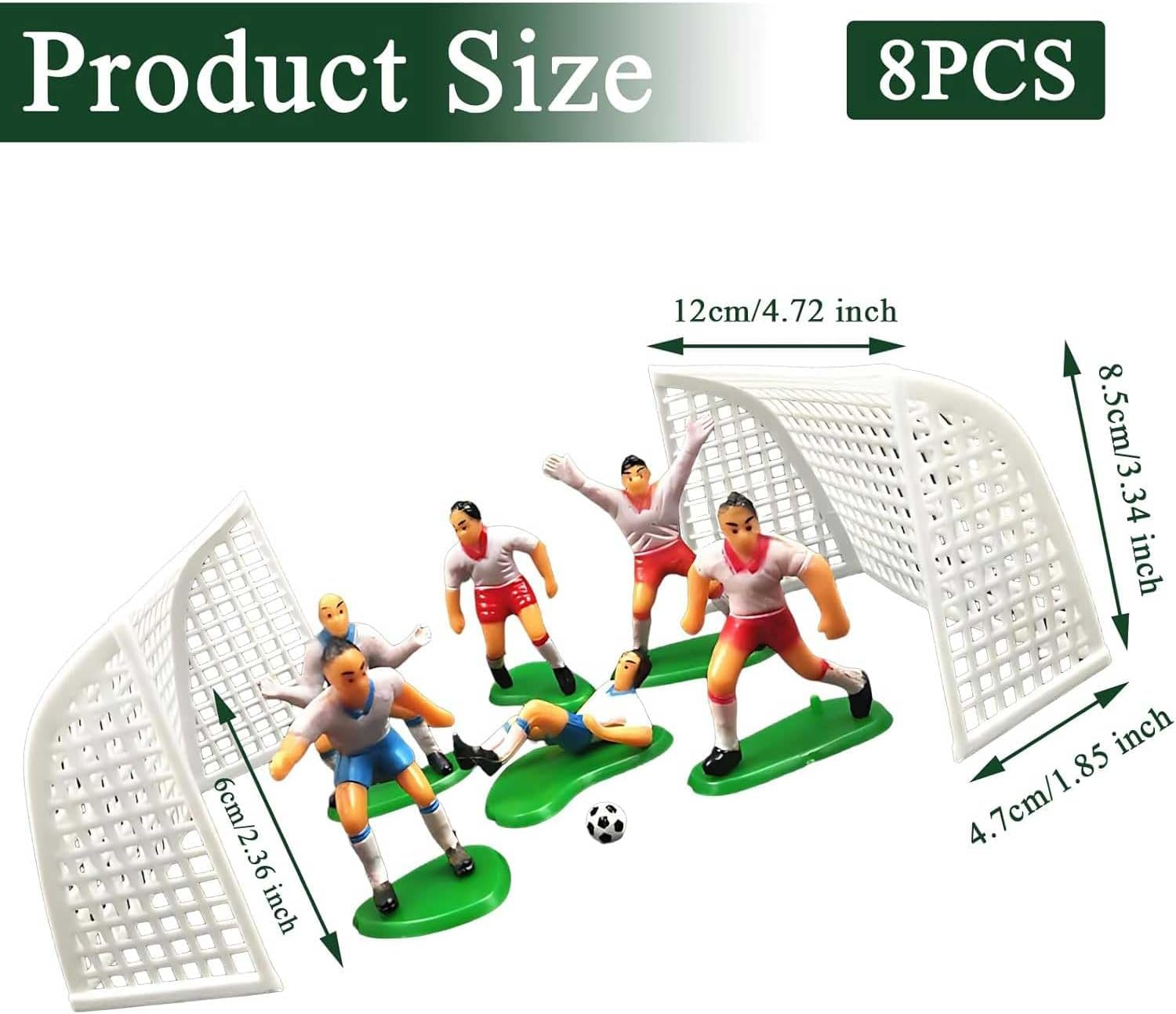 8 Pcs Soccer Cake Topper, Players Toys Football Decorations for Party Theme, Men Boy Birthday Cupcake Topper image number 1