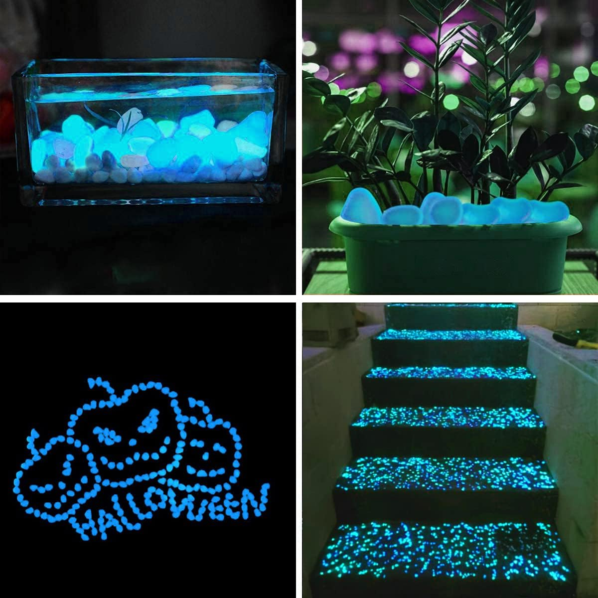 100Pcs Fish Tank Rocks, Glow in the Dark Rocks Decorative Aquarium Gravel Stone Rocks Pebbles for Fish Tank Turtle Tank Vase Garden Plants Bonsai Walkway Driveway Swimming Pool - 0.9" - Blue&hellip; image number 6