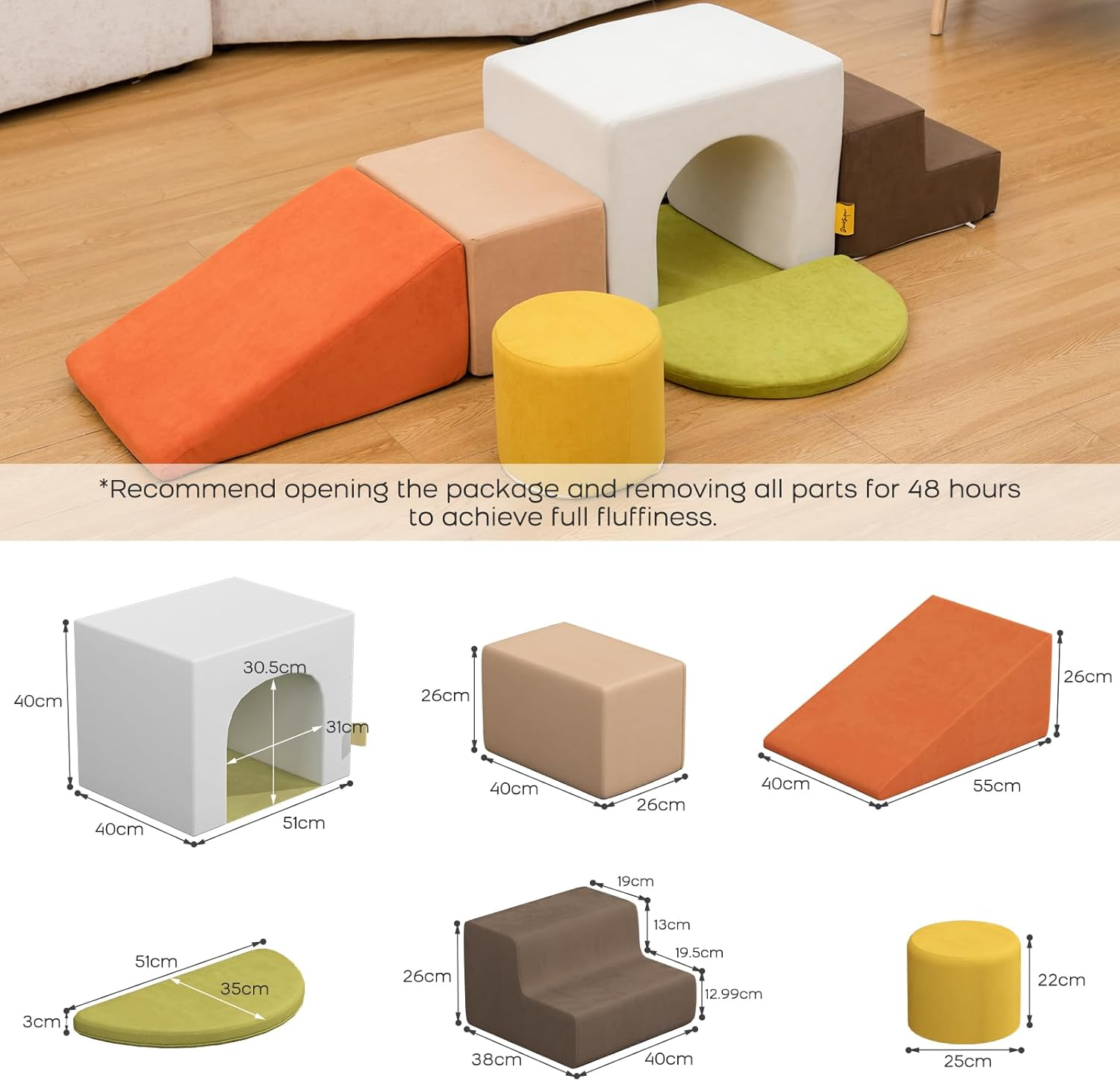 Banasuper Kids Climbing Foam Blocks Playset - 7 Piece Toddler Climbing Toys, Indoor Gross Motor Development Montessori Gross Motor Toy for Babies & Toddlers (Colorful) image number 1