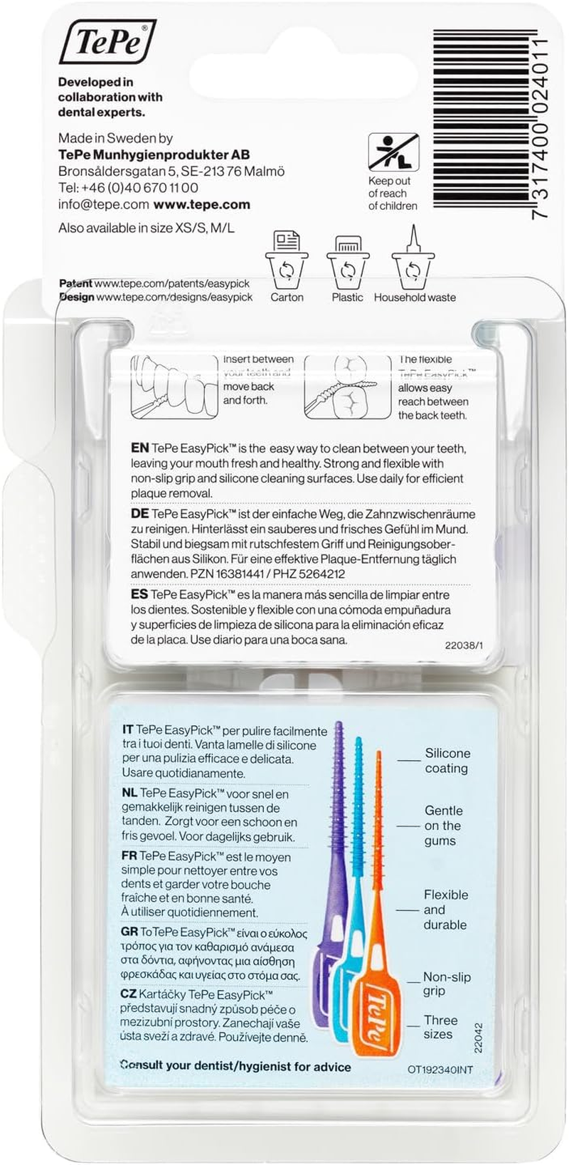 Tepe Easypick Toothpicks, Purple, ISO XL, 36Pcs, Plaque Remover, Efficient Clean between the Teeth, Durable Dental Picks for Wide Gaps, Travel Case Included