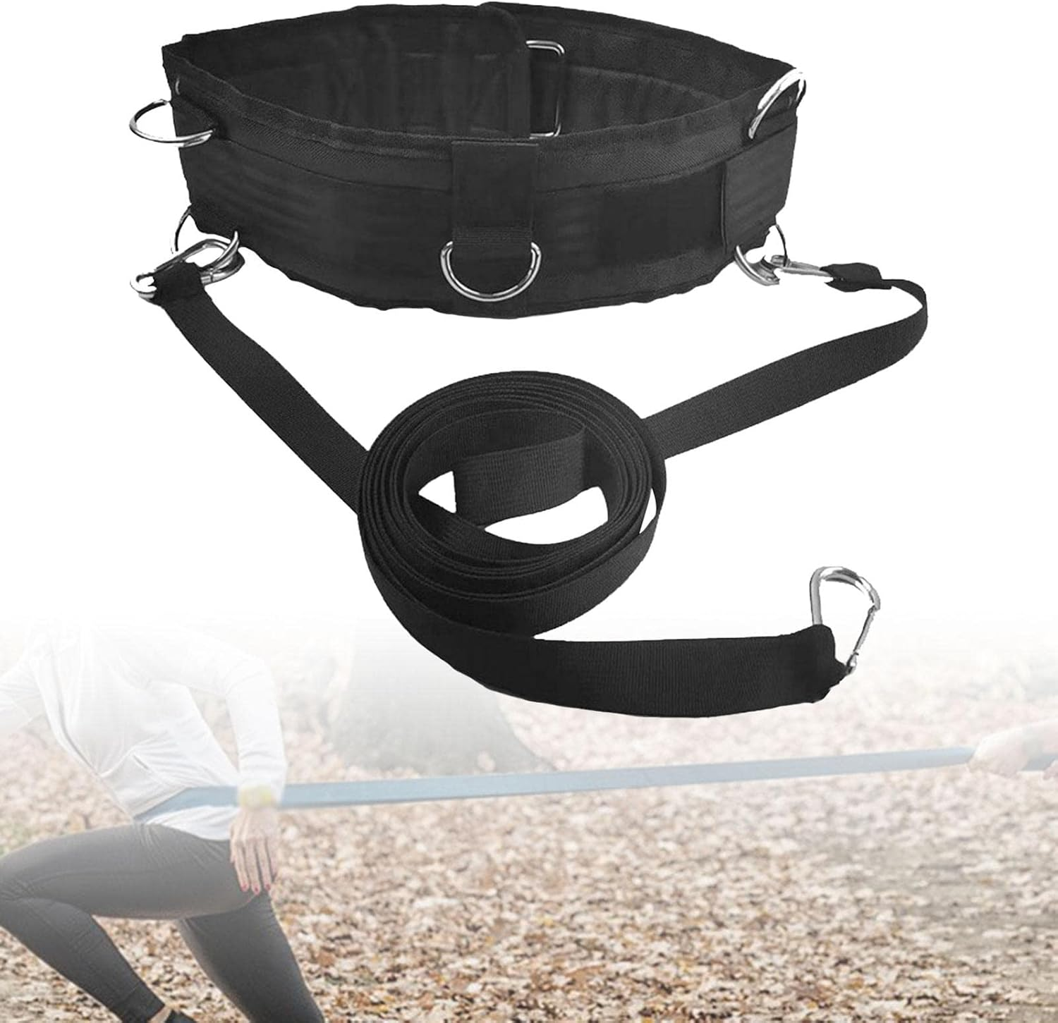 Simhoa Running Training Resistance Belt Gym Pulley Strap with Rings Workout Strap Waist Belt for Pulling Sled for Track Field, Sprinting, Rugby image number 2