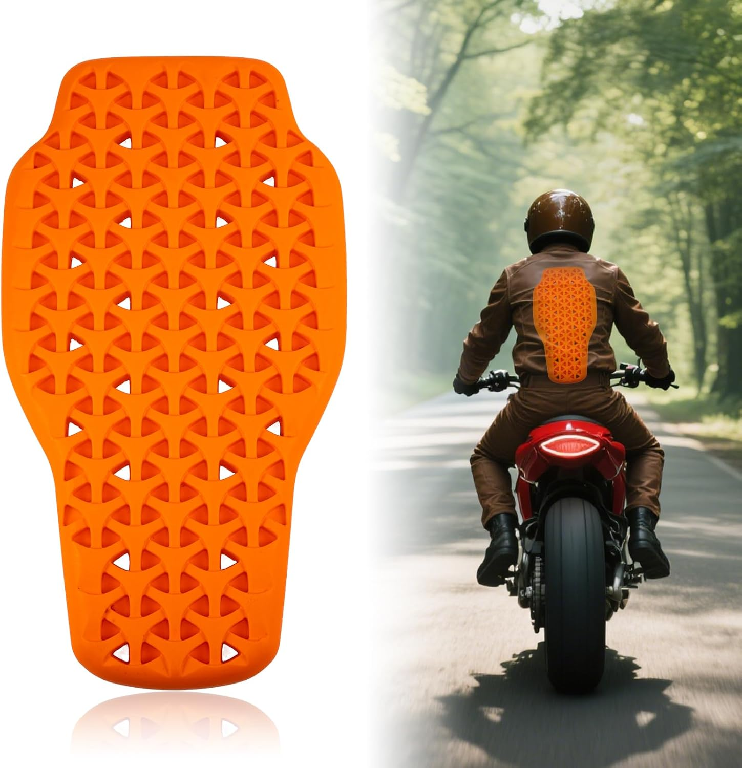 Motorcycle Back Protector PU Shockproof, Motorcycle Jacket Insert Back Protector Removable, Breathable Suitable for Motorcycle Jackets, Cycling, Skiing, Roller Skating