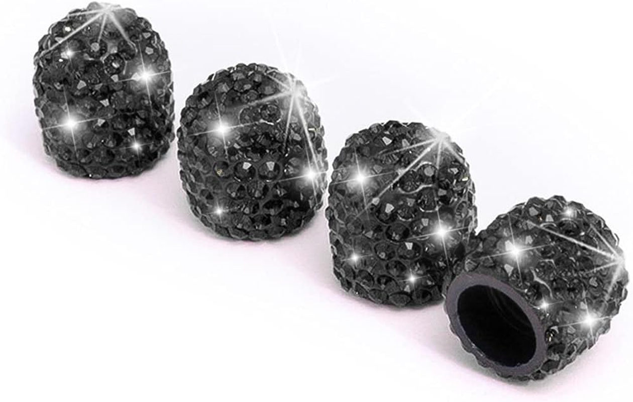 CGEAMDY 4 Pieces Universal Car Valve Caps, Crystal Diamond Valve Caps, Crystal Rhinestone Car Tyre Caps, Tyre Valve Dust Caps, Bicycle Tyre Valve Caps (AB)