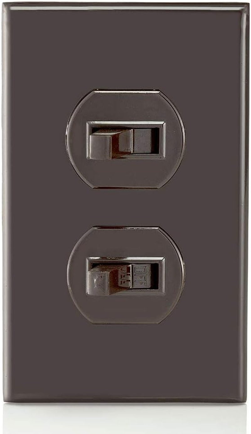 Leviton 5241 15 Amp, 120/277 Volt, Duplex Style Single-Pole/3-Way Ac Combination Switch, Commercial Grade, Brown