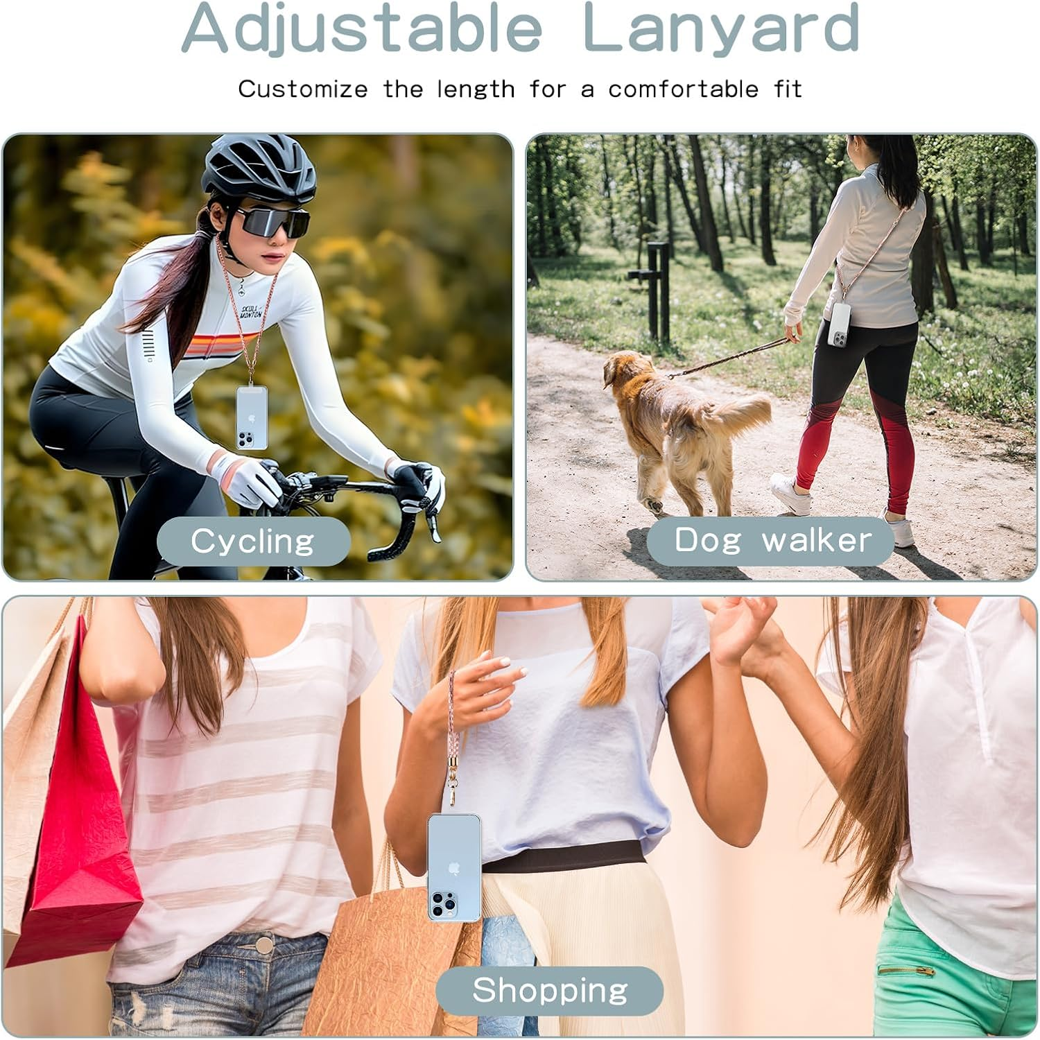 Tookala Glitter Crystal Rhinestone Mobile Phone Chain Universal Including Long and Short, Mobile Phone Cord, Mobile Phone Pendant, Lanyard, Neck Strap, Pretty Compatible with All Mobile Phone Cases - Rose-Gold image number 6