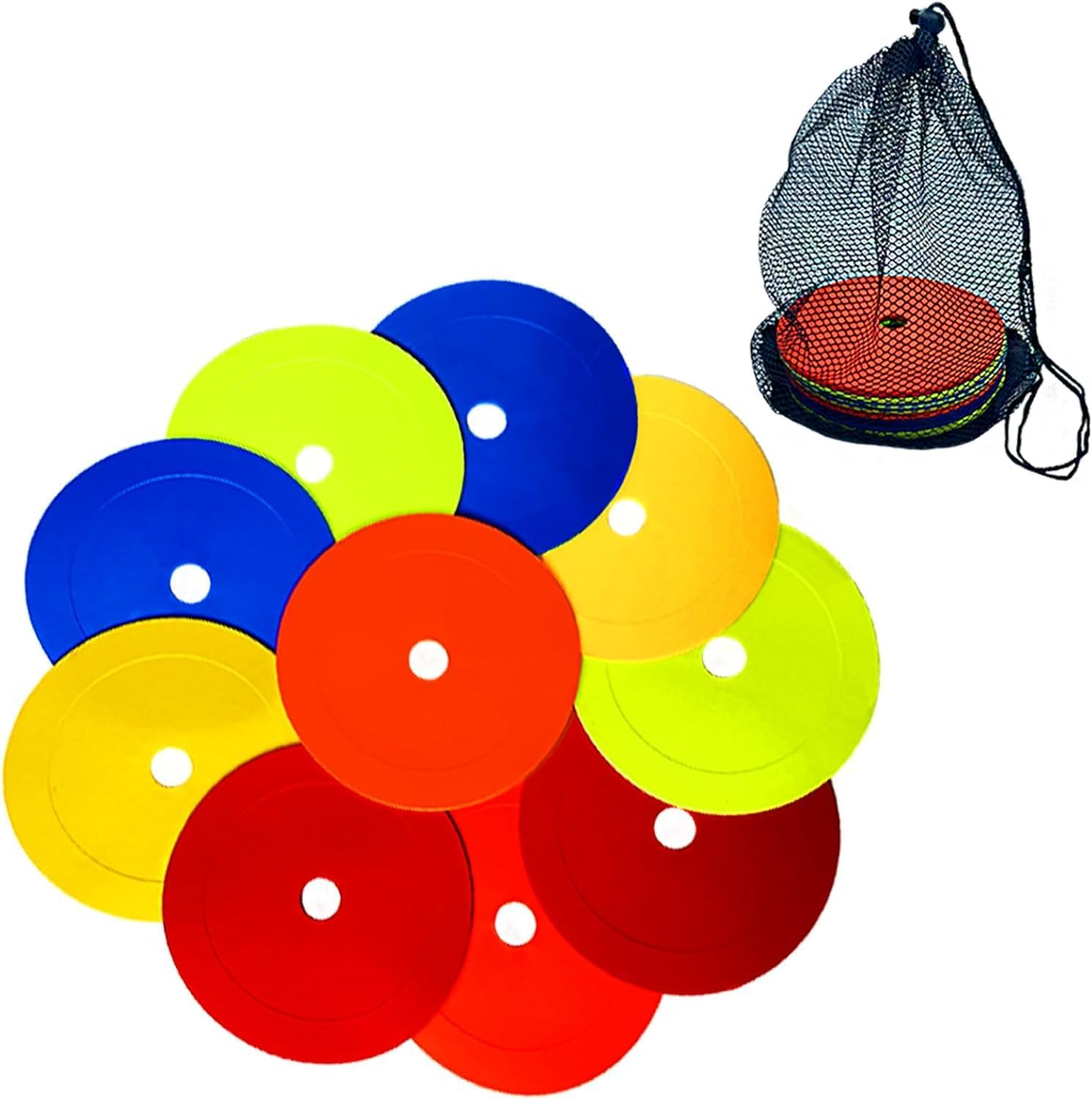 10 Pcs Flat Soccer Cones for Sports,Spot Markers Disc with Net Bag,Enhance Your Soccer Skills with These Flat Cones and Agility Cones for Drills and Workouts,For Training Football,Motorcycle Practice image number 4