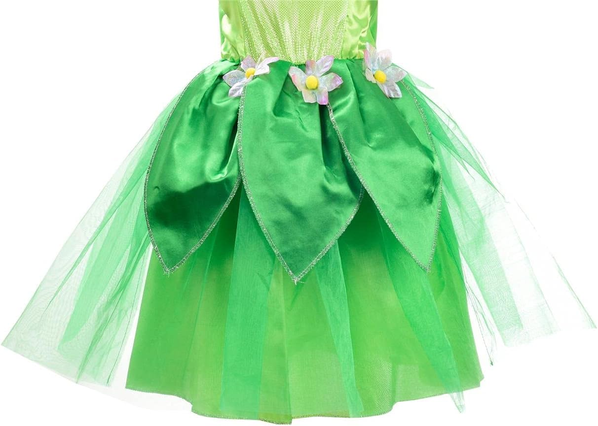 Dressy Daisy Green Fancy Fairy Costume with Flower Wreath Headband for Toddler Little Kids Girls Halloween Birthday Party Dress up Size 2 to 10 image number 3