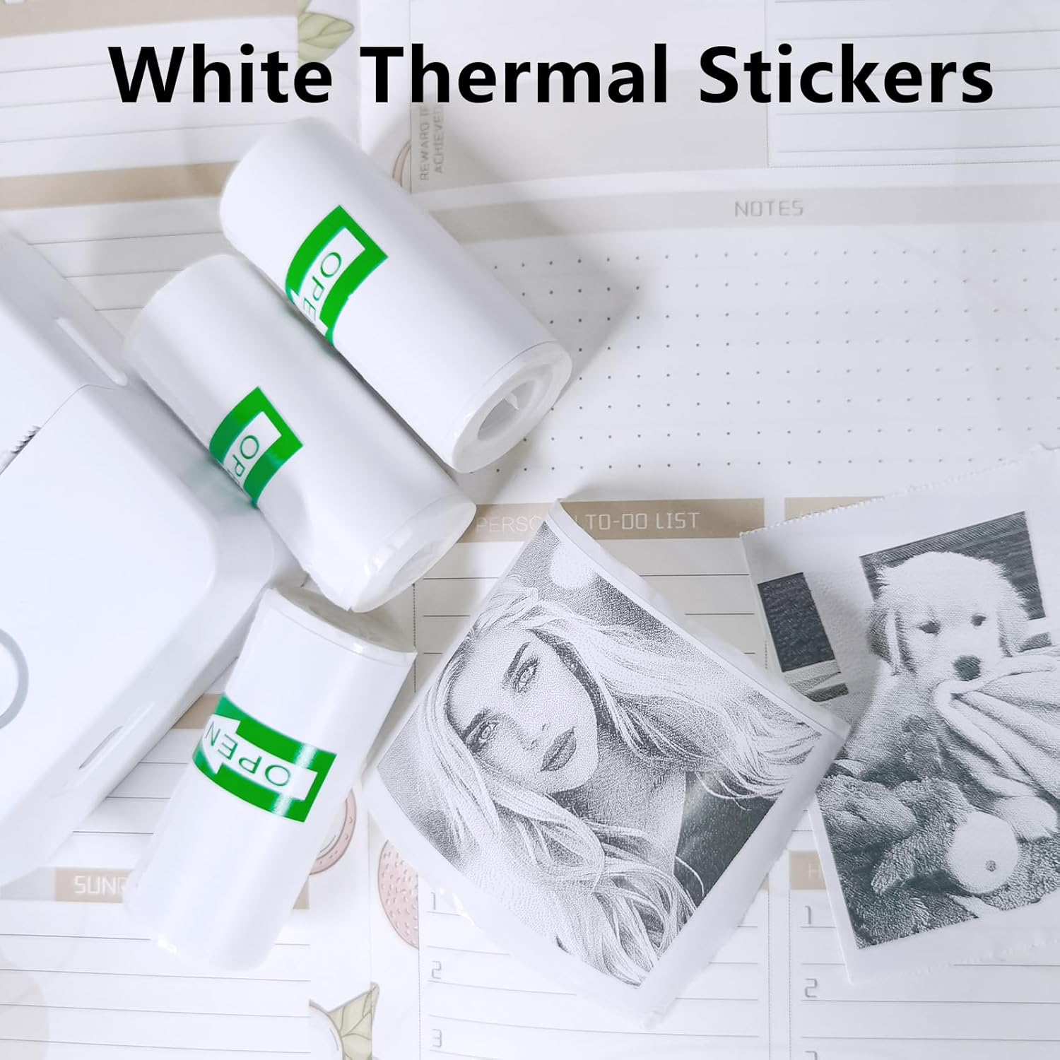 5 Rolls of Mini Printer Sticker Paper Roll, Thermal White Printer Paper, 57 * 25Mm Thermal Self-Adhesive Paper, for Photo Office Receipt Label Note QR Code Inkless Printing image number 3