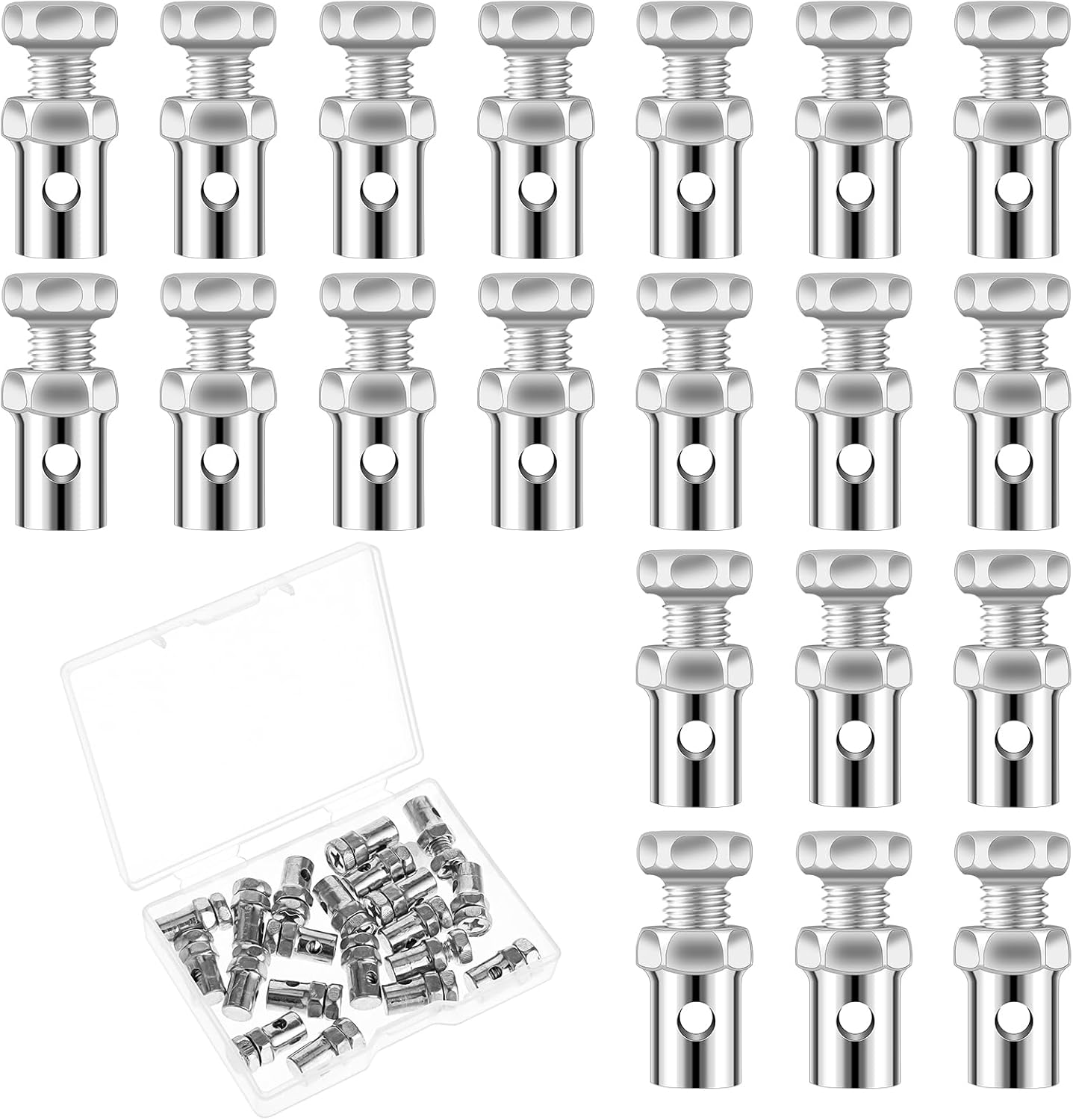 Giantree 20Pcs Universal 1/8" Throttle Brake Cable Ends, Go Kart Throttle Cable Stop Clamp, Silver Bicycle Brake Cable Ends, Fit for Bike Motorcycles Scooters Lawn Mowers Tractors image number 6