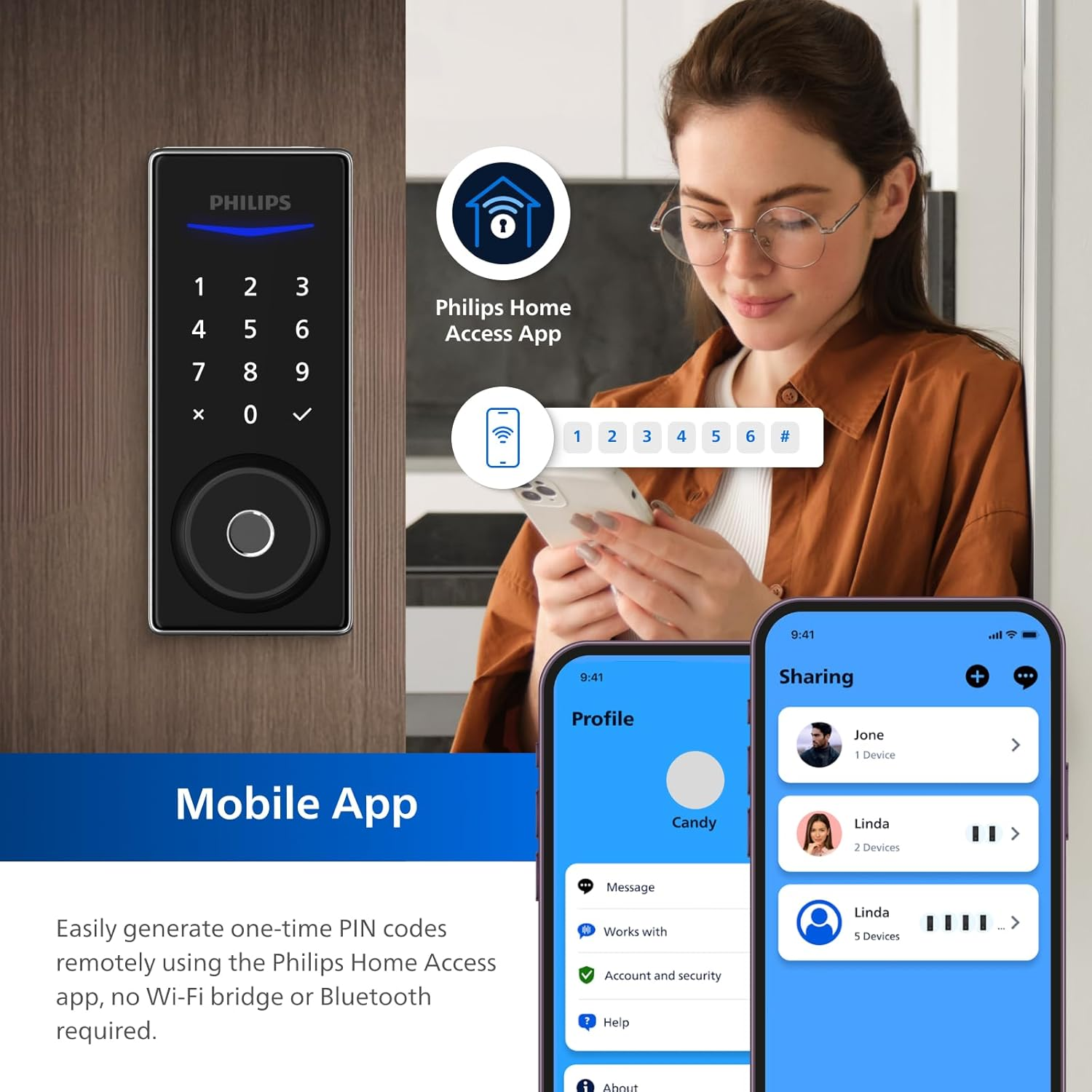 Philips Easykey DDL210S-1H Fingerprint Lock for Smart Home - Smart Door Lock Australia, Fingerprint Lock, Smart Home, Home Improvement, Keyless Door Lock, Smart Home Gadgets, Door Safety Lock- Black image number 2