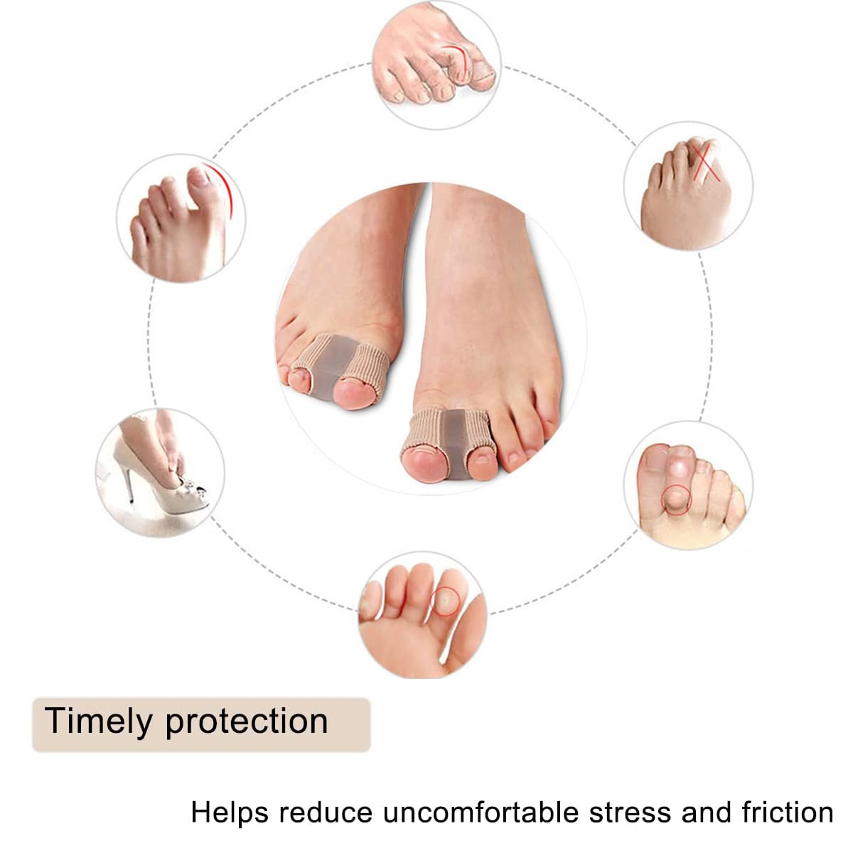 IKEEPVOX Gel Bunion Toe Separators &ndash; Overlapping Toe Corrector with 2 Loops for Hammer Toe & Hallux Valgus Relief, Flexible Toe Spacers for Women & Men (2-Pack) image number 4