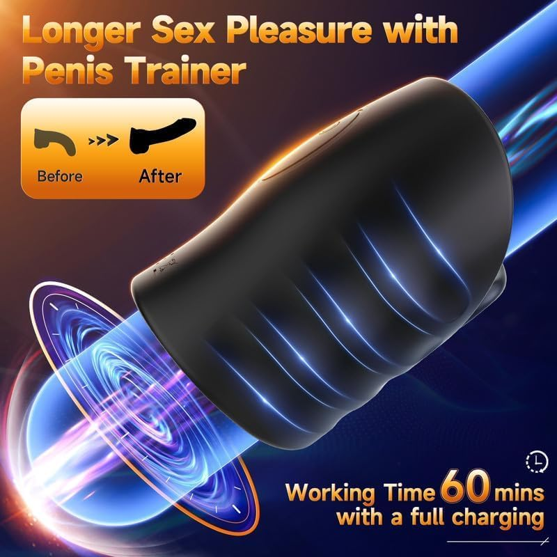LONZYON Male Sex Toys for Men - Male Masturbator Penis Training Vibrator with APP Control, Vibrating Sex Toy Strokers Glans Trainer Stimulator, Mens Sex Machine Masturbators Adult Games (Black) image number 1