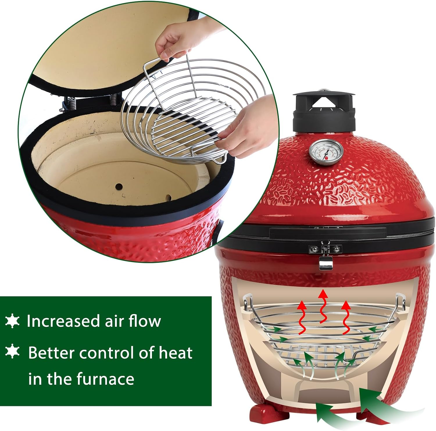 Vankey Charcoal Basket for Kamado Joe Jr，Heavy Duty Stainless Steel Charcoal Ash Basket Fit Minimax Big Green Egg and Other Smoker Grill image number 6