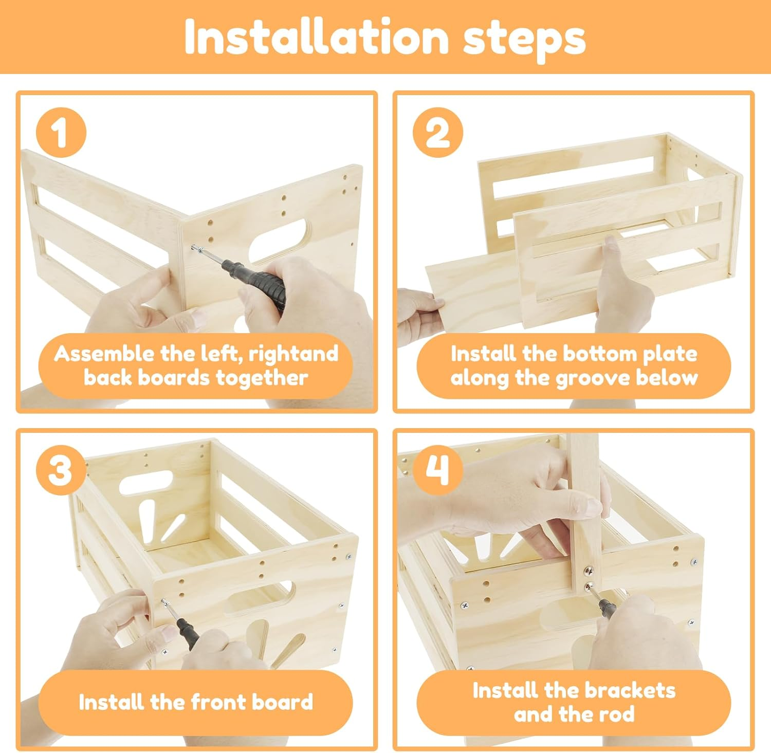 Wooden Baby Shower Crate Closet, Baby Storage Crate with Handle, Decorative Basket for Baby Shower Gifts, Welcome Gift Basket for Newborn Boys Girls, Pregnancy Gifts for New Parents image number 2