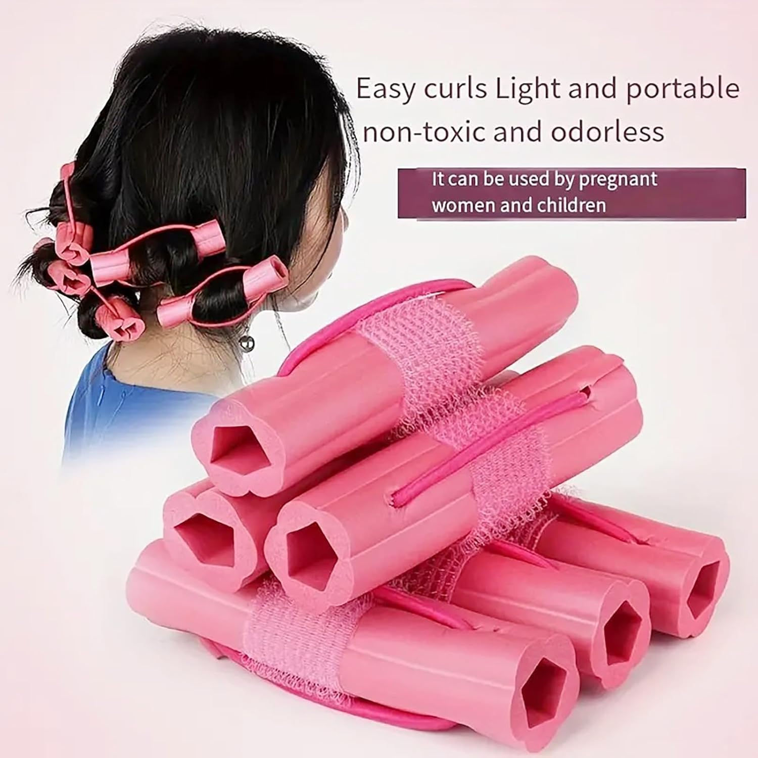 Heatless Hair Curler, Overnight Blowout Rods,Rollers Hair Curlers,Soft Heatless Rod for All Hair Types, Hair Styling Curling Tools DIY Hair Curlers for Women Gifts(Pink)