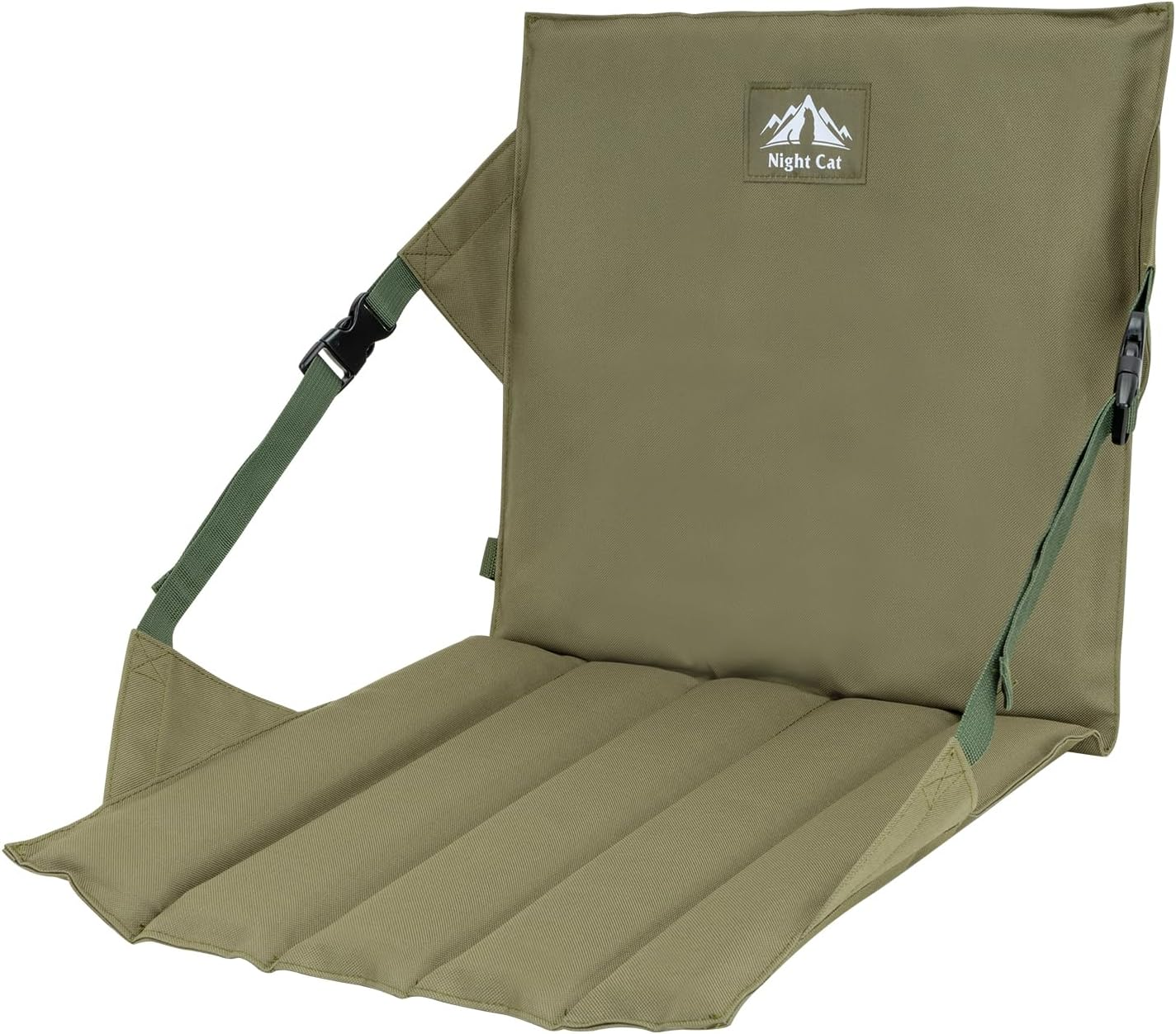 Night Cat Stadium Seat Cushion: Folding Bleacher Chair with Back Support Portable Outdoor Padded Seats for Bleacher Beige